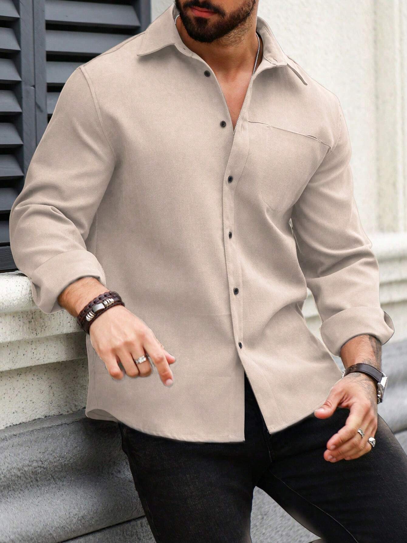 Men's Apricot Color Premium Full Sleeve Shirt