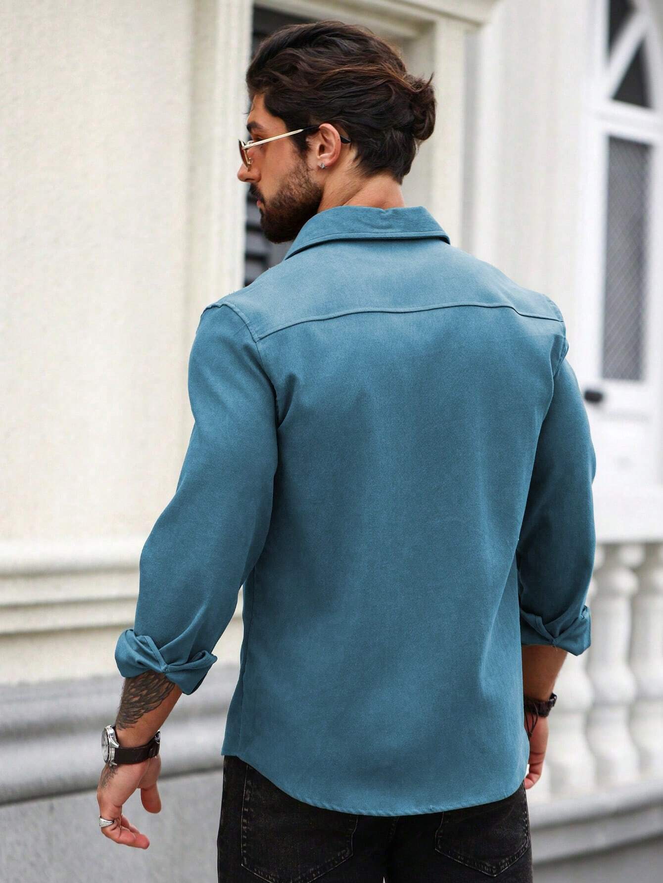 Men's Blue Color Premium Full Sleeve Shirt