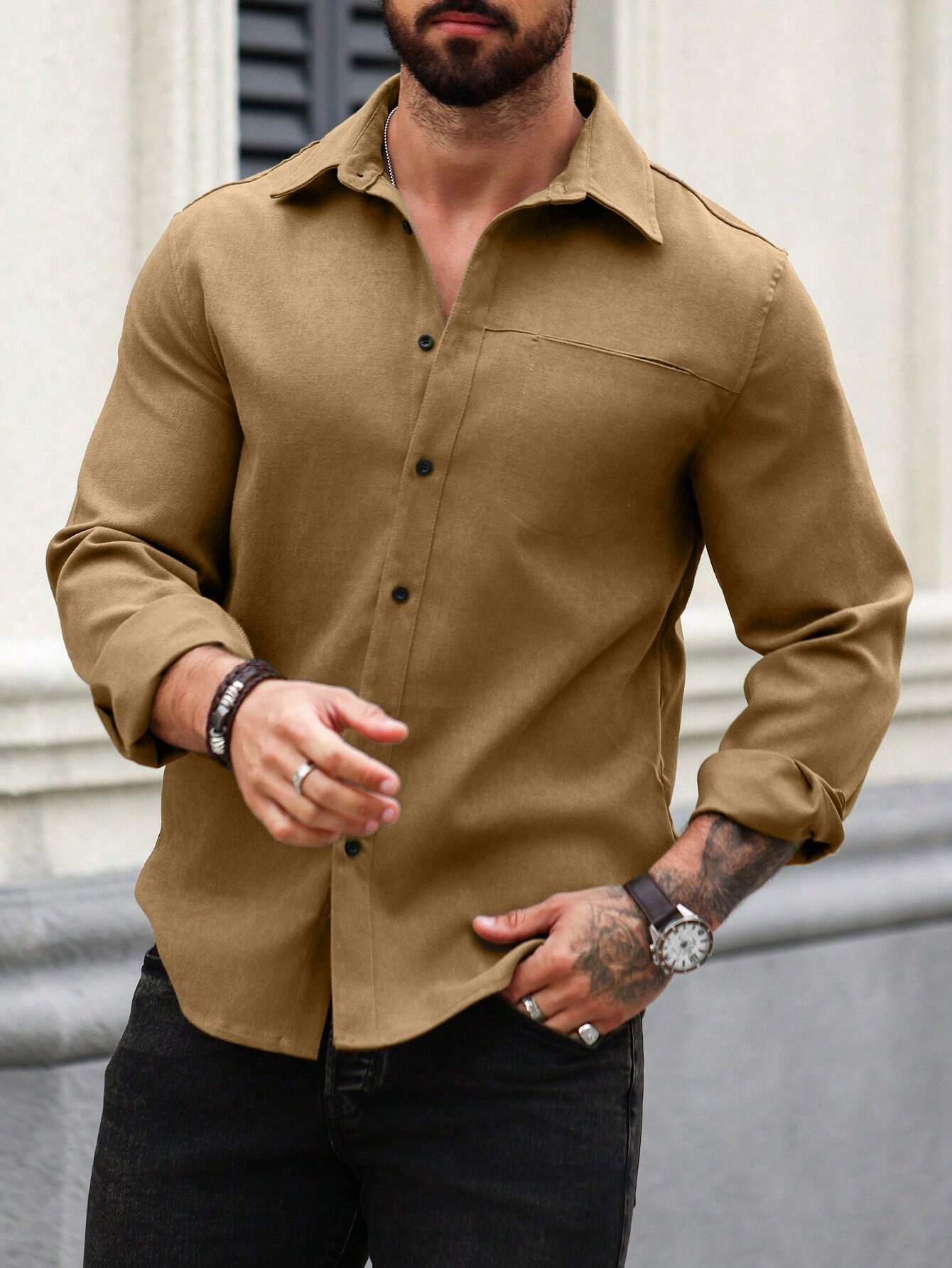 Men's Bronze Color Premium Full Sleeve Shirt