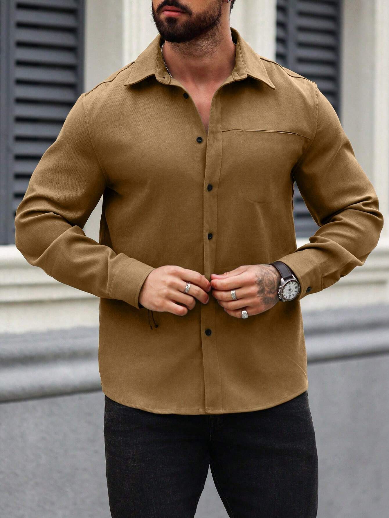 Men's Bronze Color Premium Full Sleeve Shirt