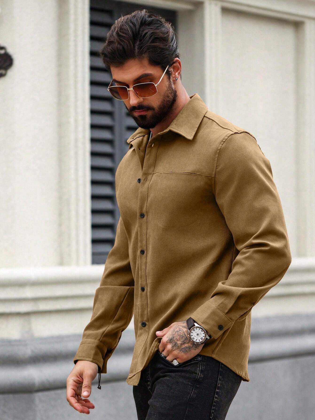 Men's Bronze Color Premium Full Sleeve Shirt
