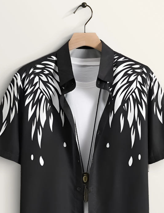 Black Splash Printed Essential Everyday Cotton Shirt for Men - XPST