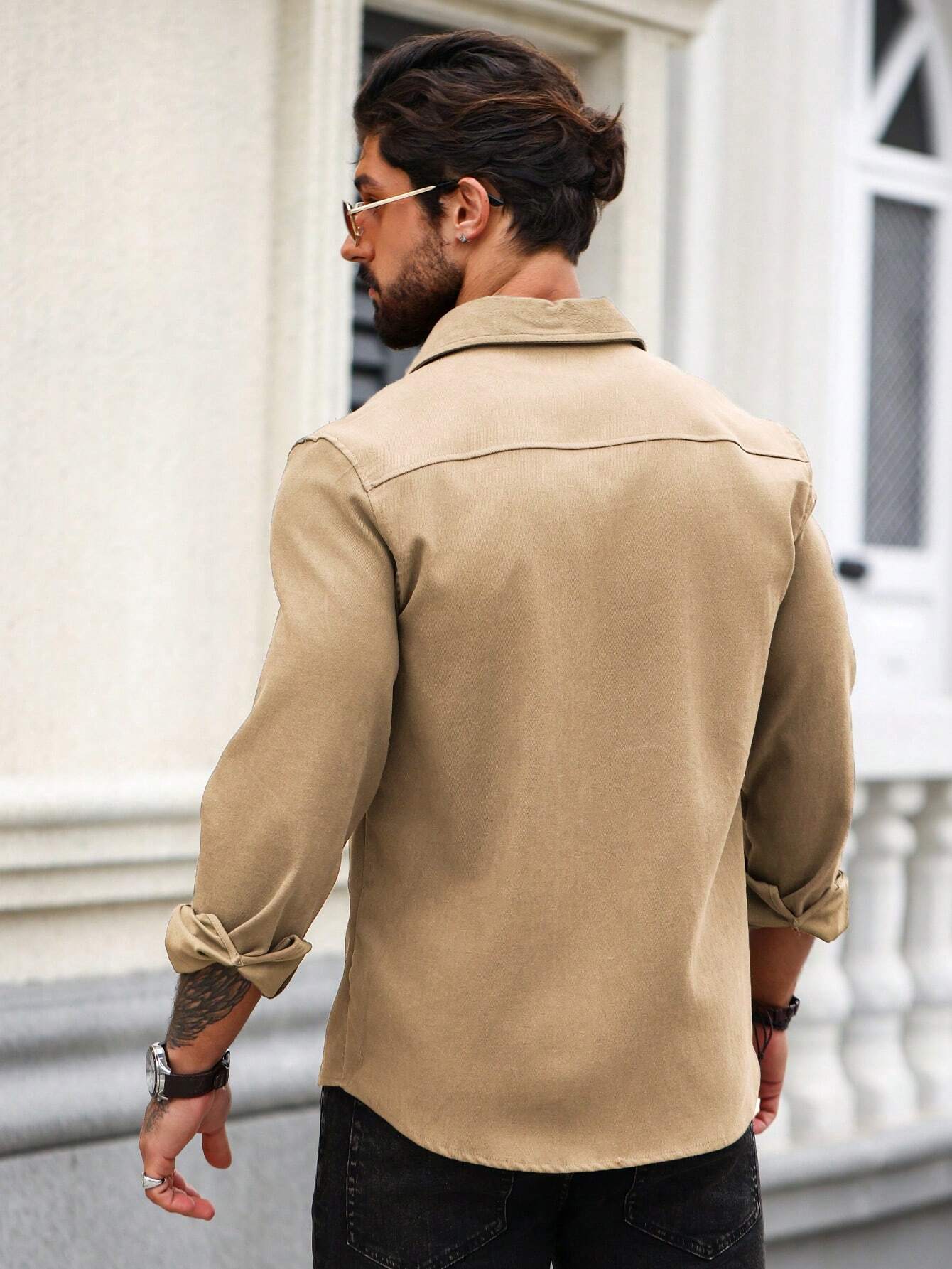 Men's Khaki Color Premium Full Sleeve Shirt