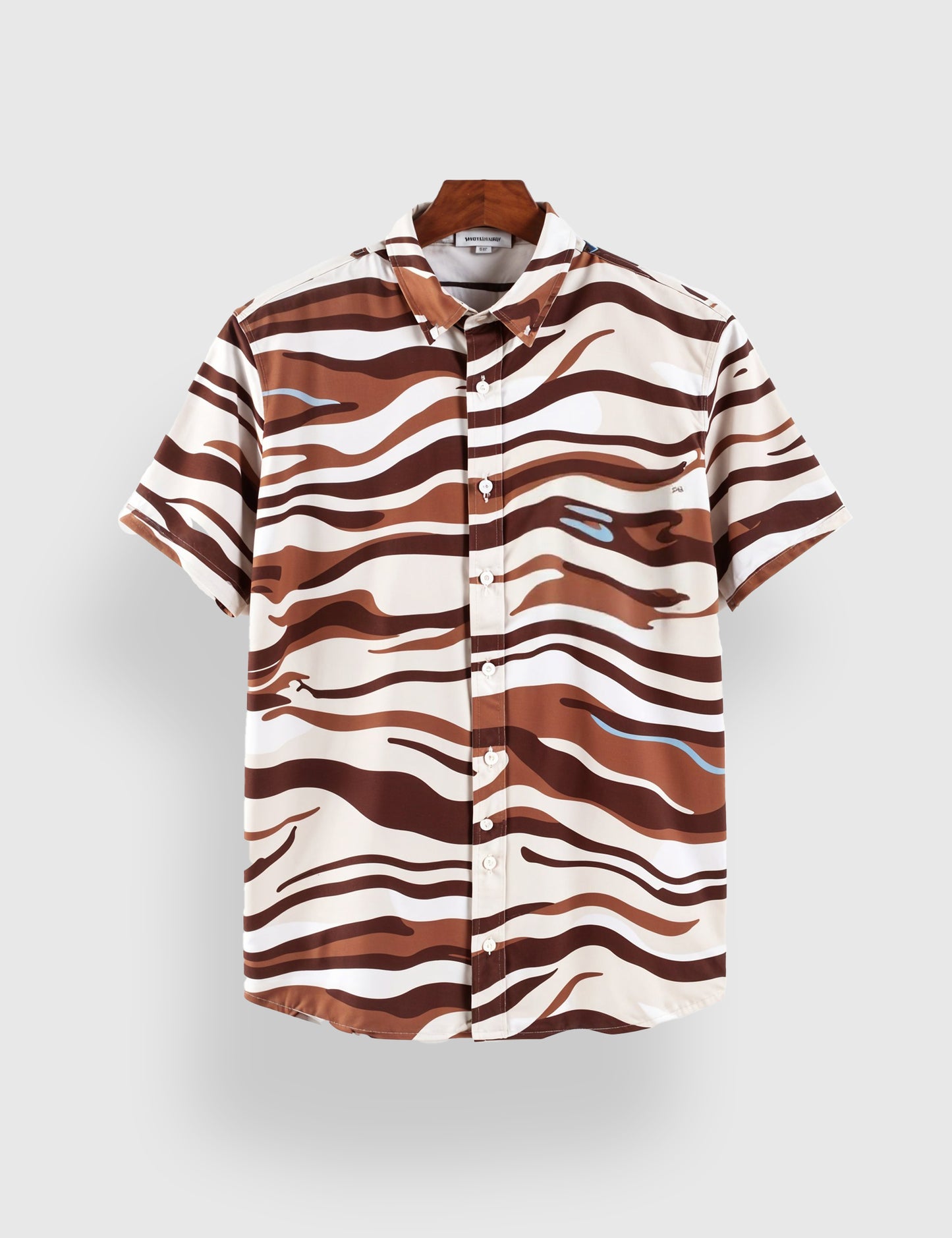 Men's Brown Tribal Zebra Stripe - Printed Half Sleeve Shirt