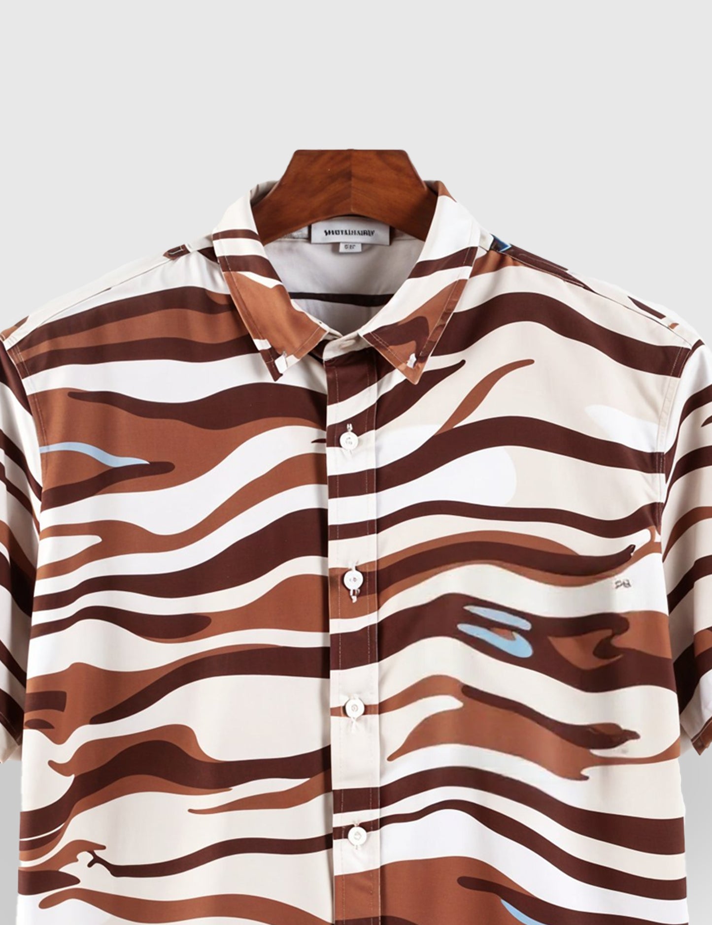 Men's Brown Tribal Zebra Stripe - Printed Half Sleeve Shirt