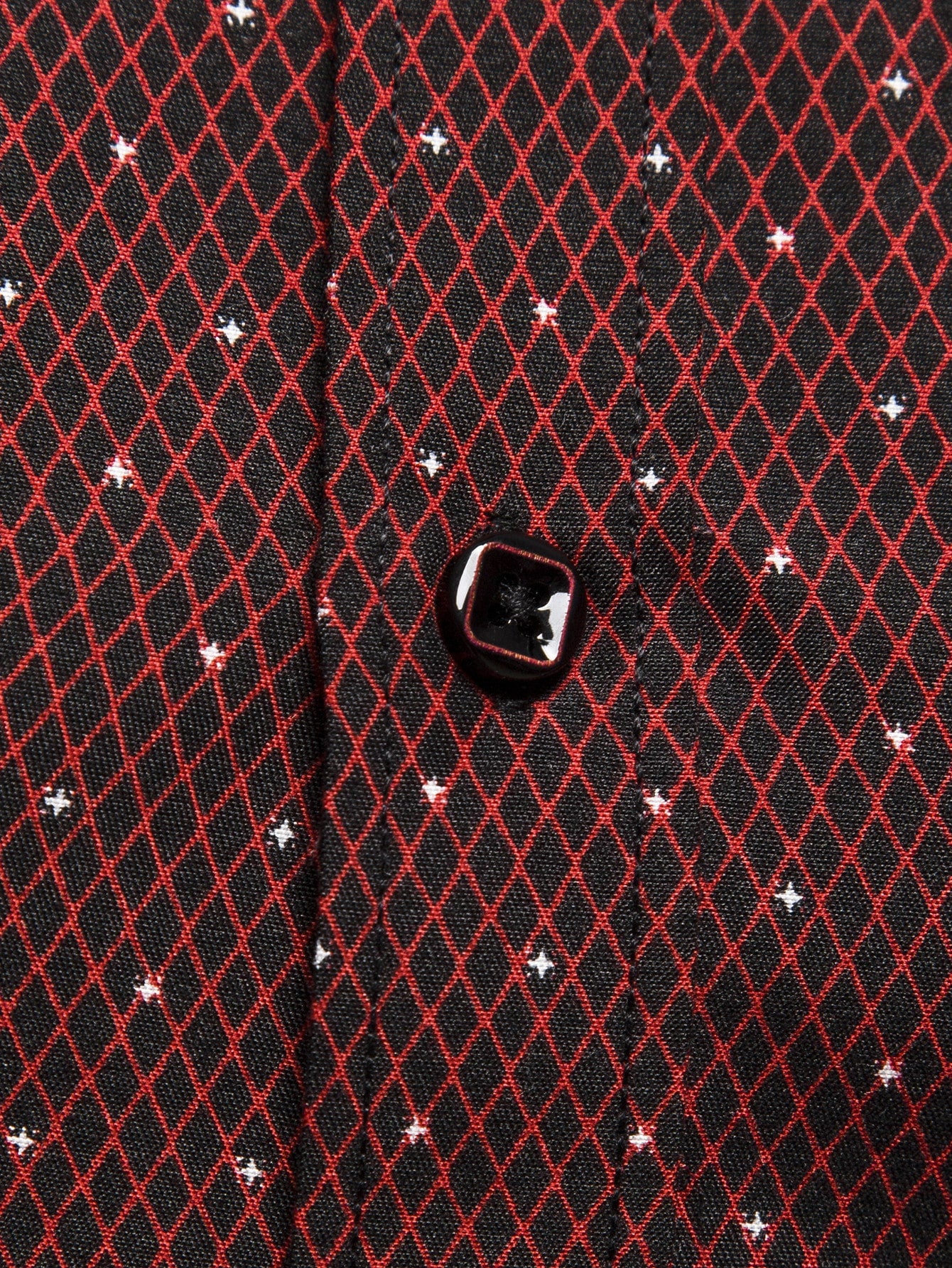 Men's Burgundy Slim Fit Printed Short Sleeve Shirt