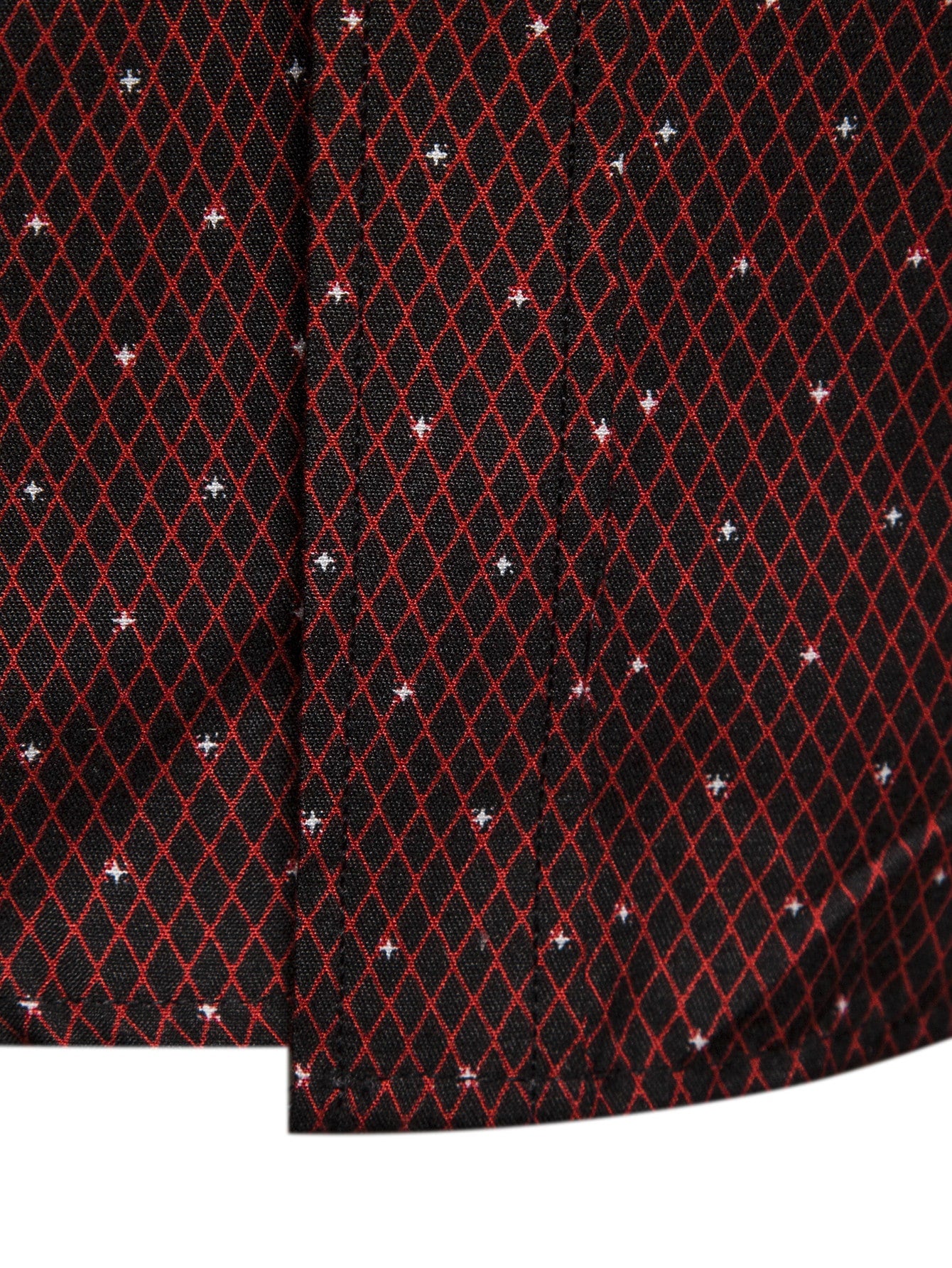 Men's Burgundy Slim Fit Printed Short Sleeve Shirt
