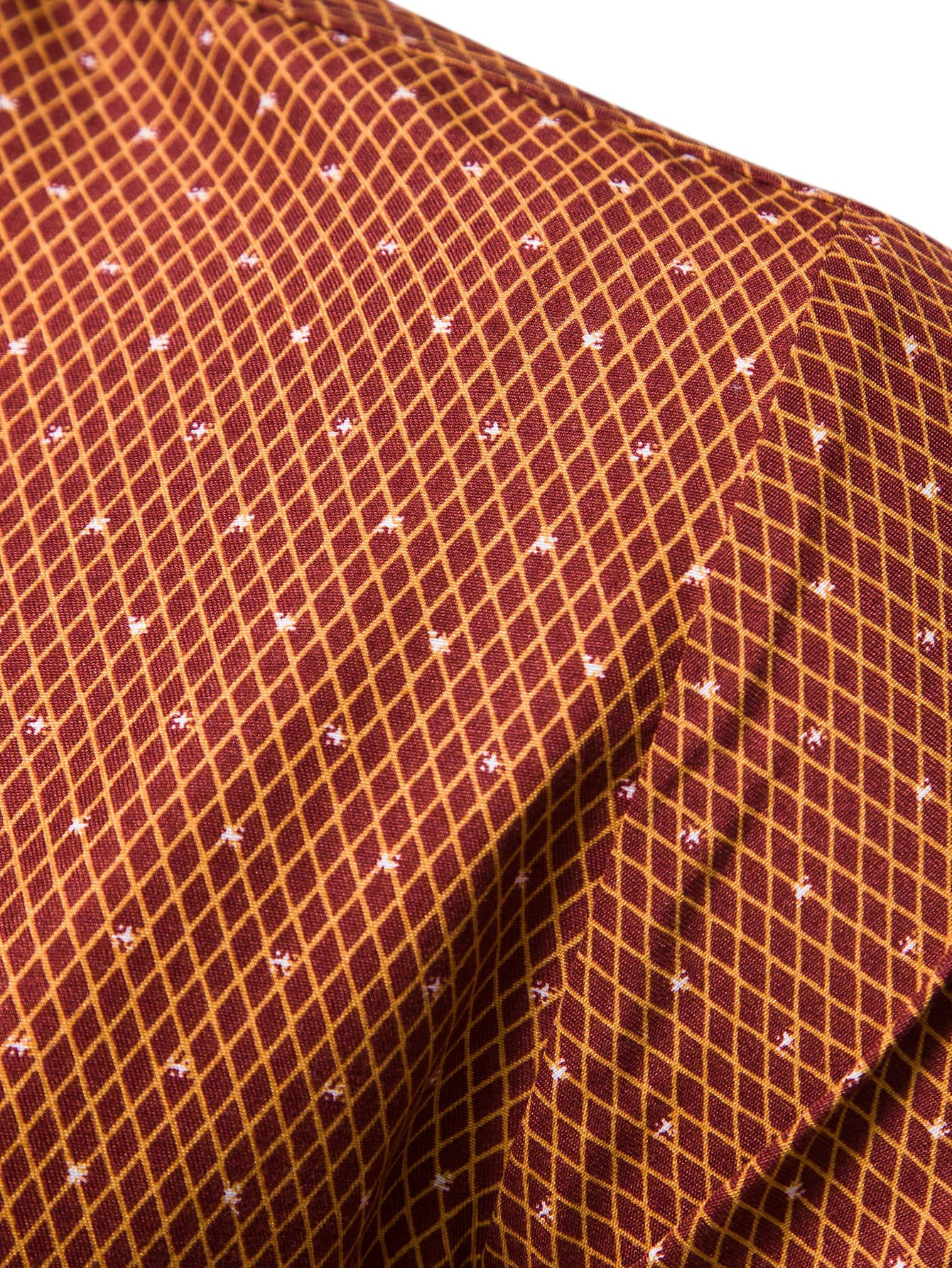 Men's Burnt Orange Slim Fit Printed Short Sleeve Shirt