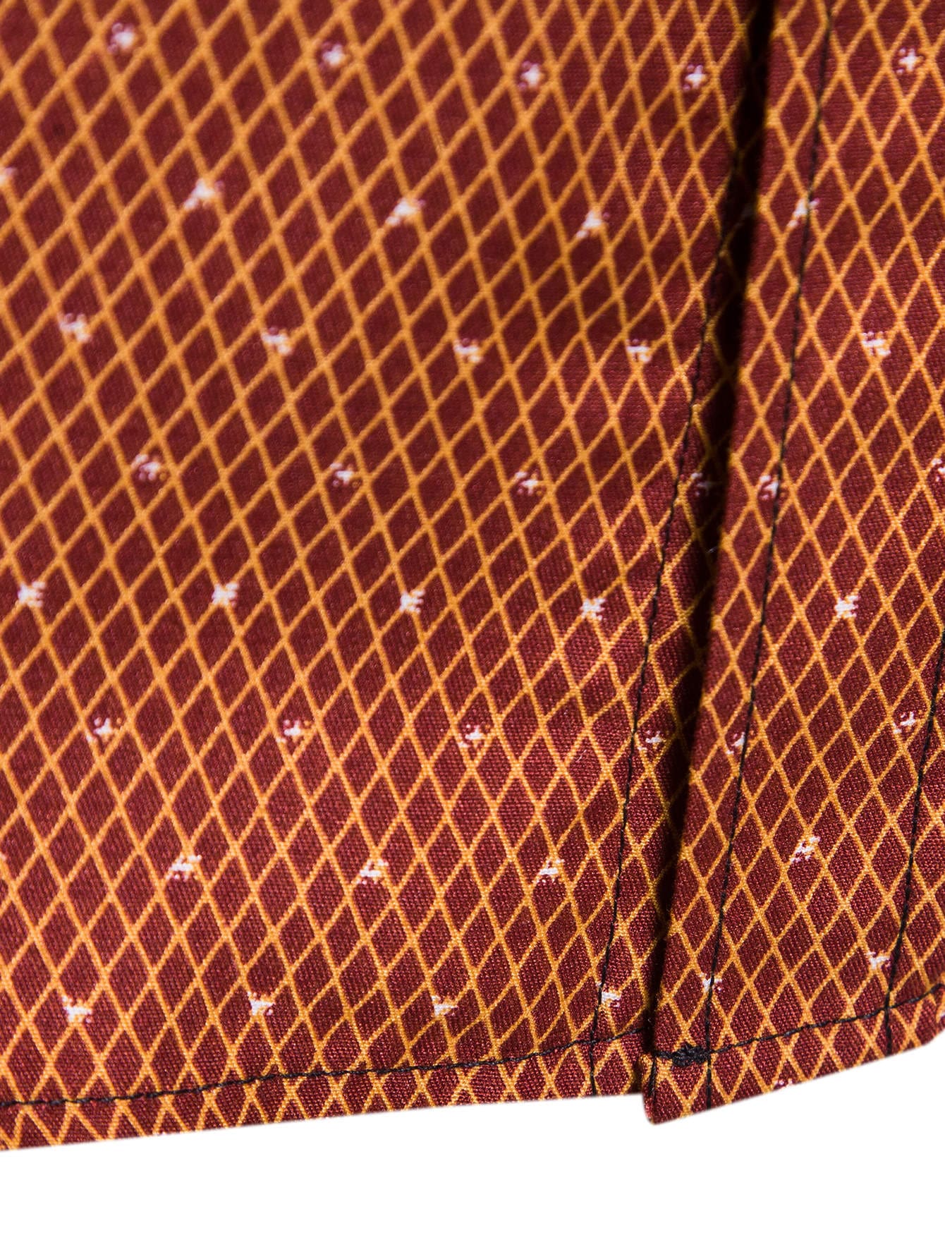 Men's Burnt Orange Slim Fit Printed Short Sleeve Shirt