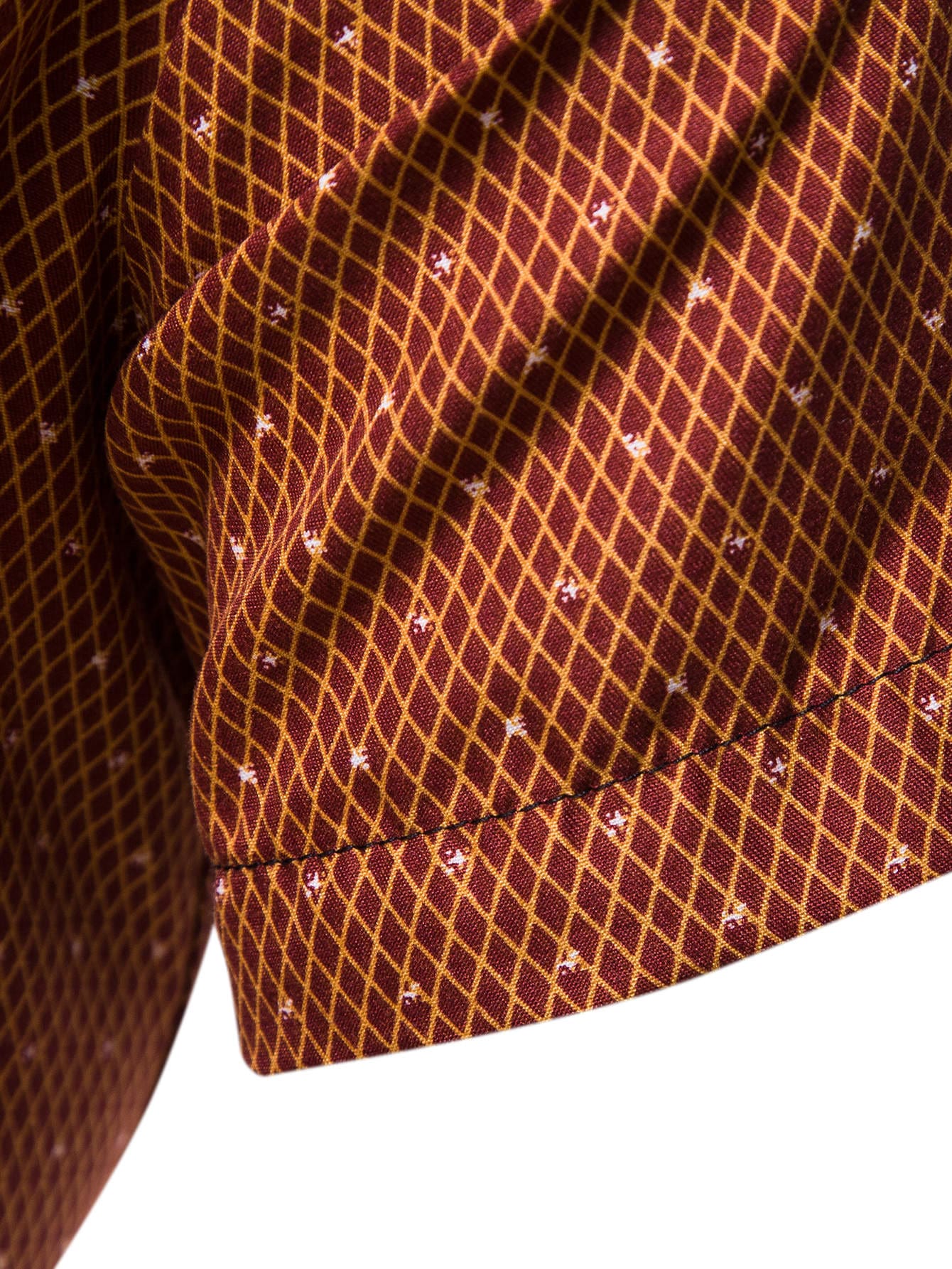 Men's Burnt Orange Slim Fit Printed Short Sleeve Shirt