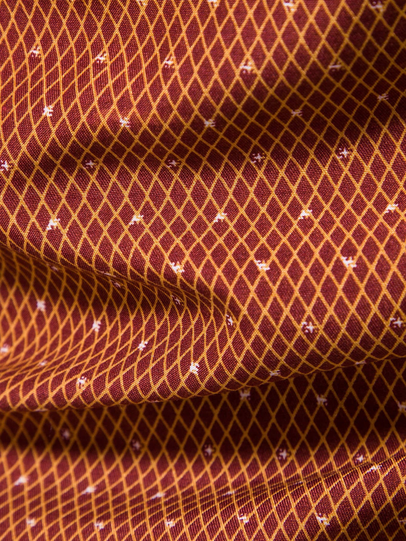 Men's Burnt Orange Slim Fit Printed Short Sleeve Shirt