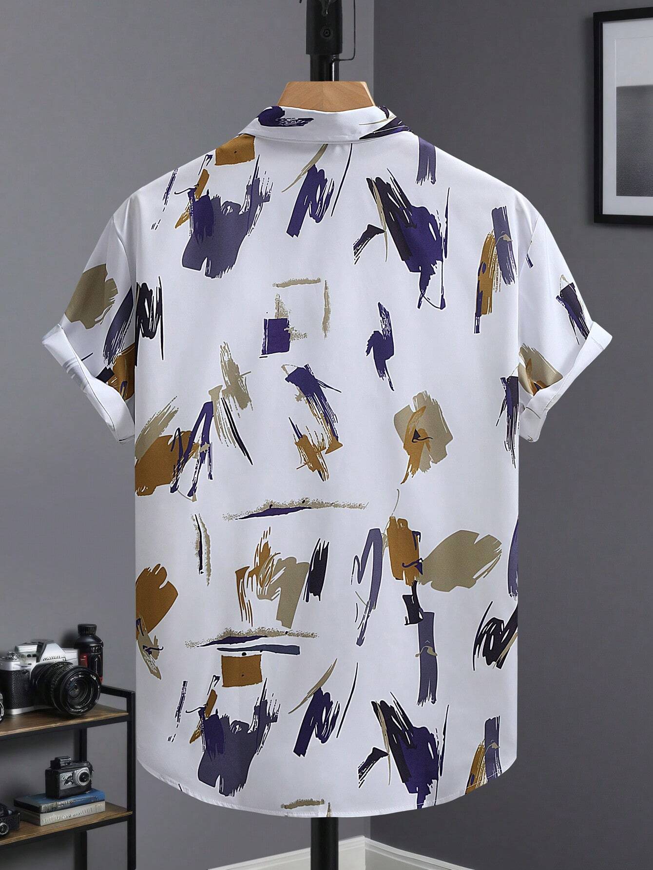Men's Casual Random Graphic Colorful Print Shirt