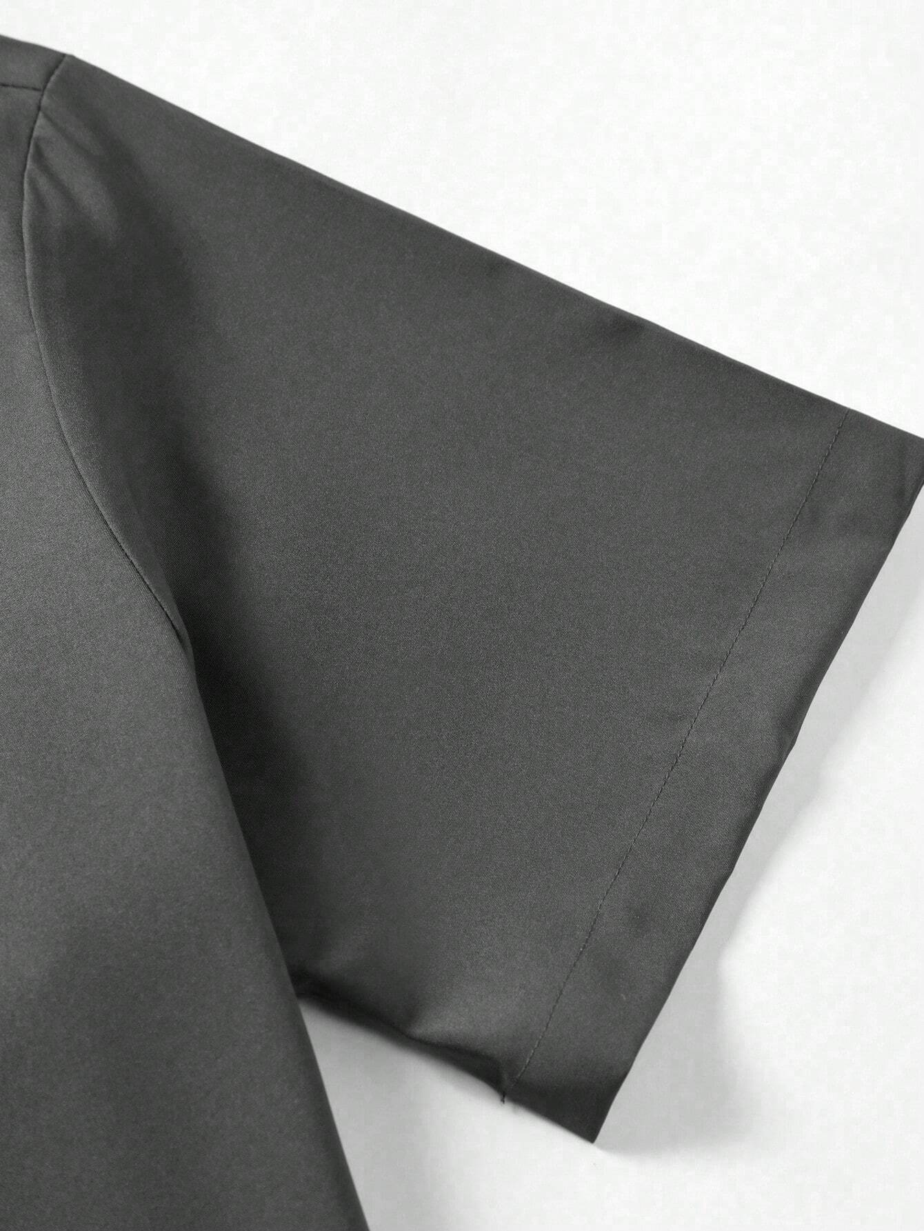 Men's Dark Grey Slim Fit Short Sleeve Casual Shirt