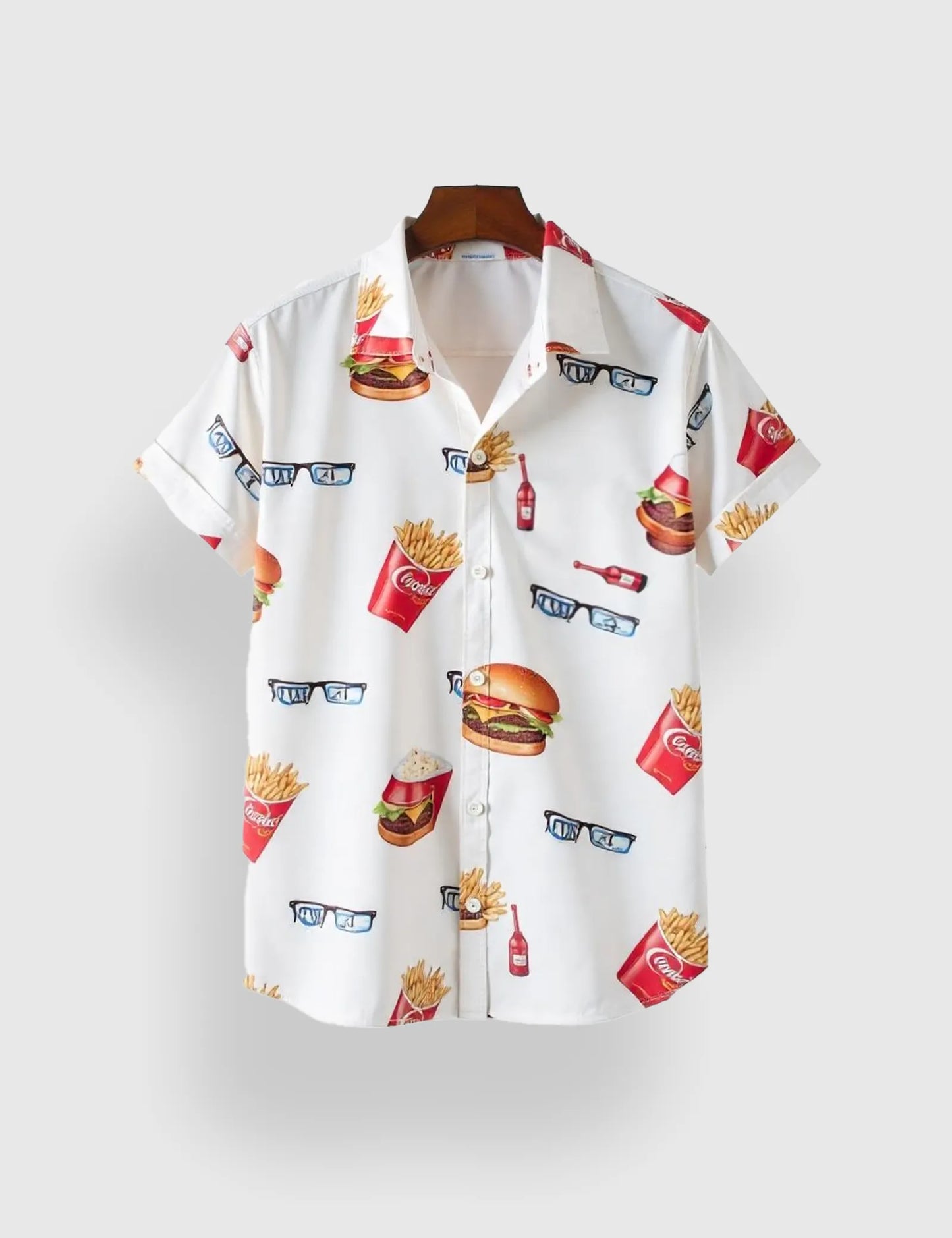 Men's Fun Casual Style Fast Food - Printed Half Sleeve Shirt