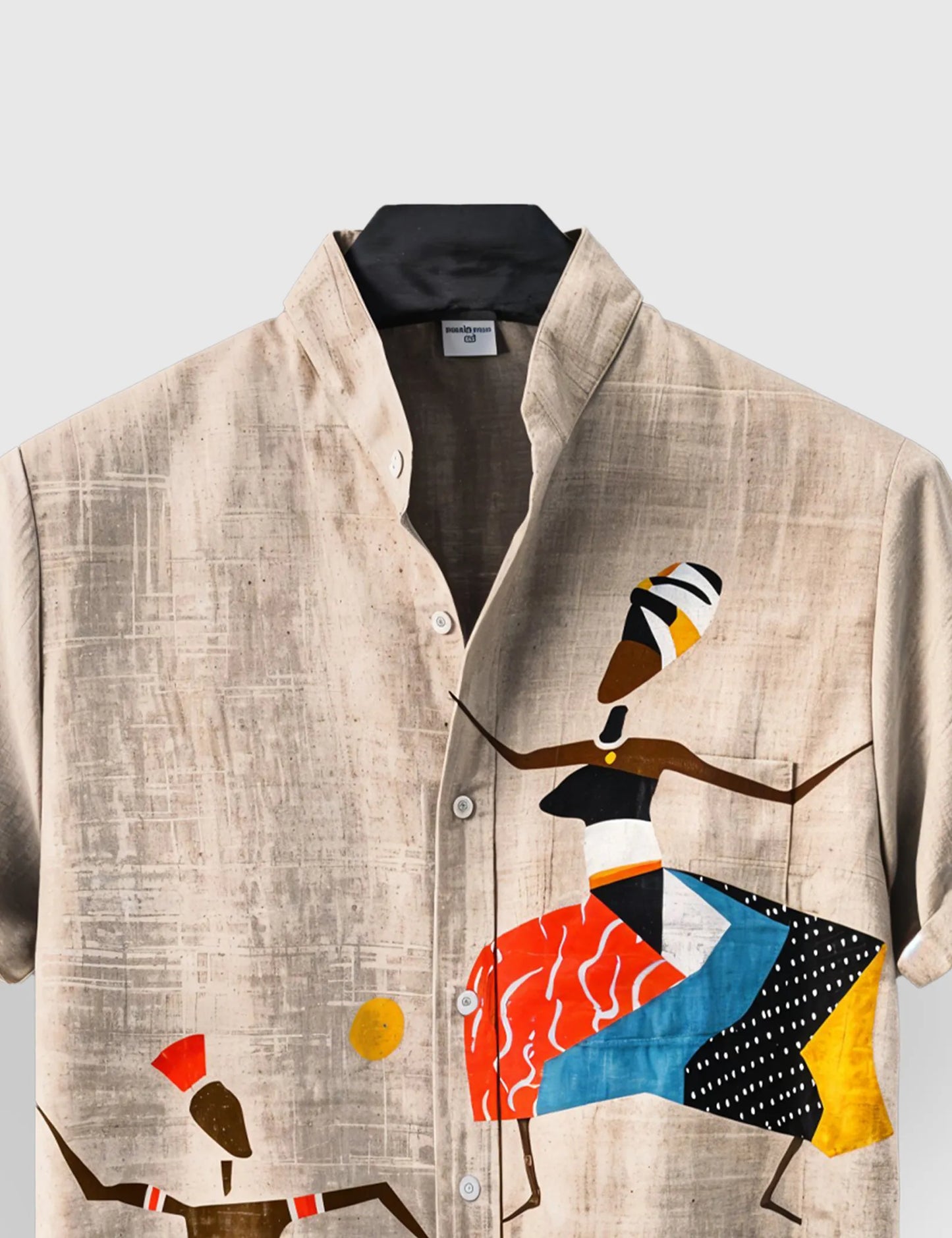 Men's Khaki Ethnic Dancer Graphic - Printed Half Sleeve Shirt