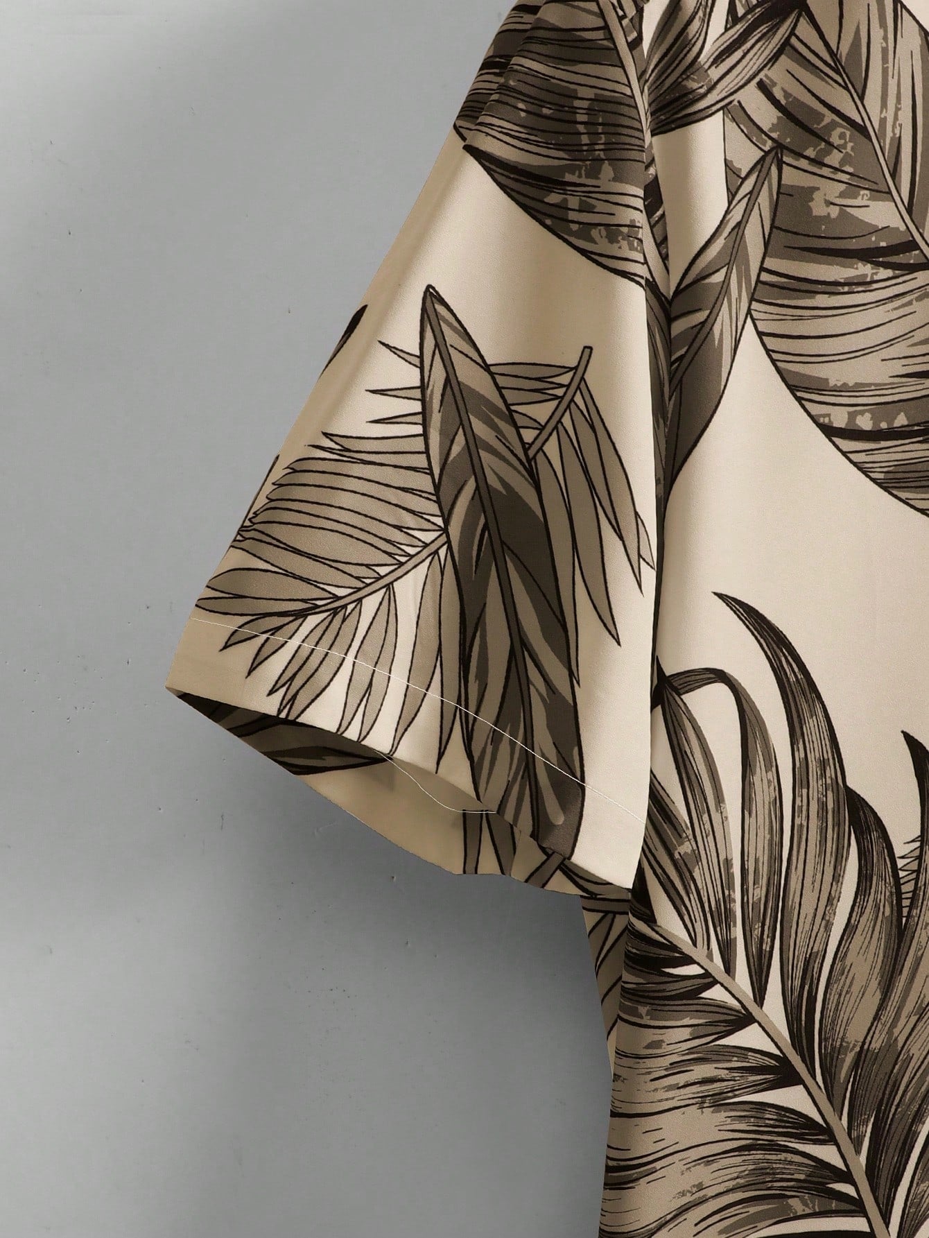 Men's Khaki Leaf Print Shirt Relaxed Printed Casualwear