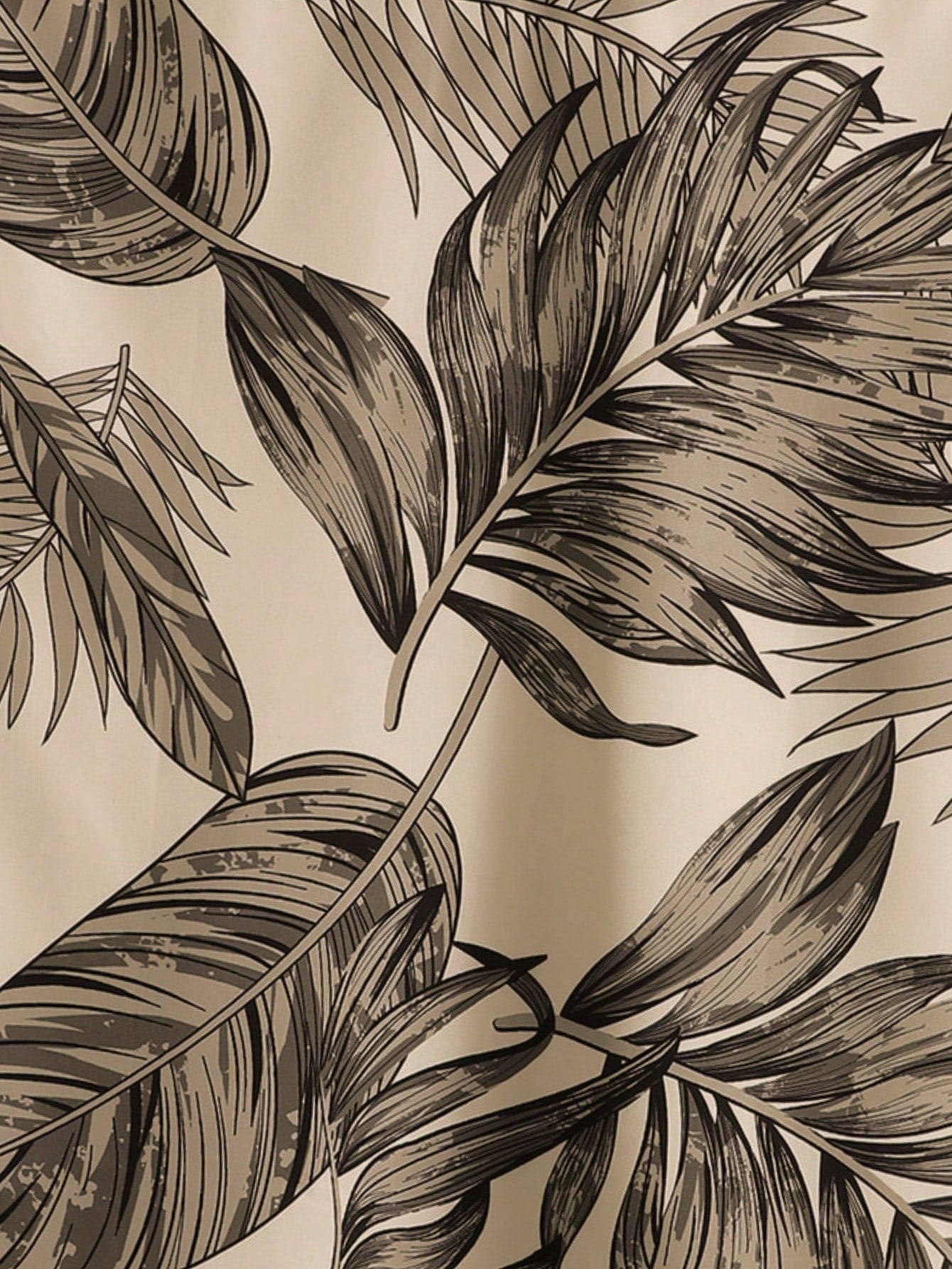 Men's Khaki Leaf Print Shirt Relaxed Printed Casualwear