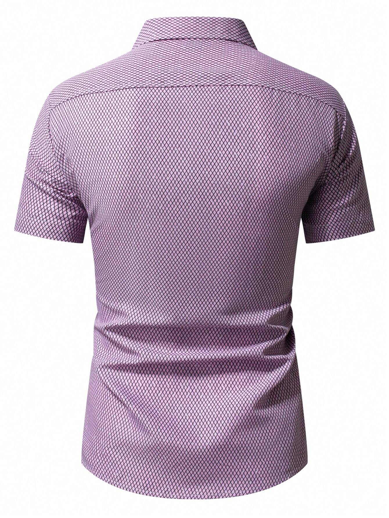 Men's Lavender Slim Fit Printed Short Sleeve Shirt