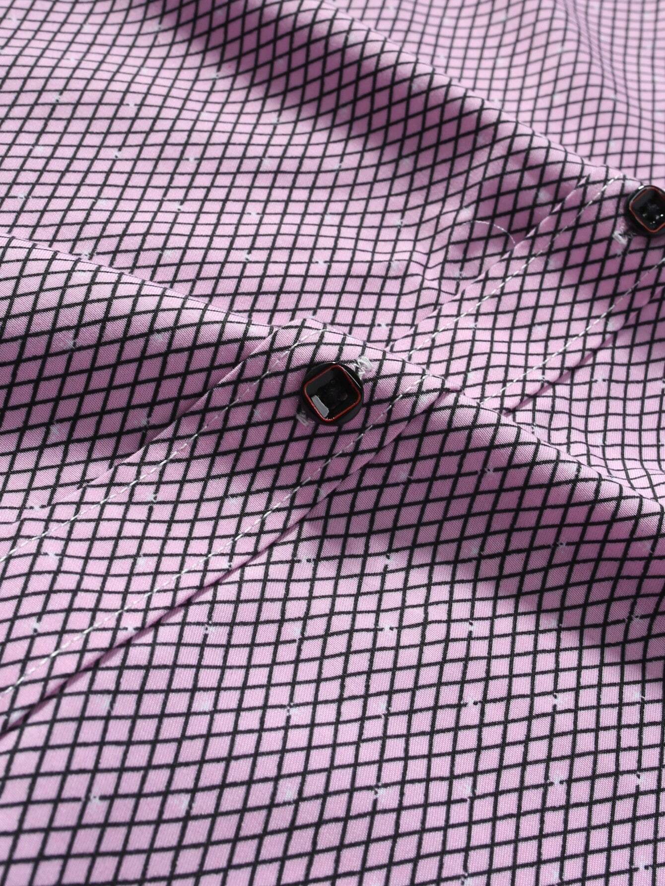 Men's Lavender Slim Fit Printed Short Sleeve Shirt