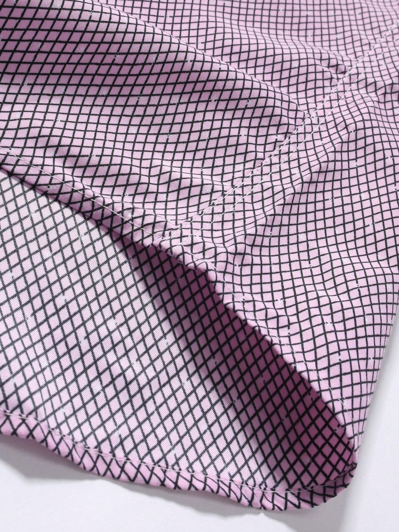 Men's Lavender Slim Fit Printed Short Sleeve Shirt