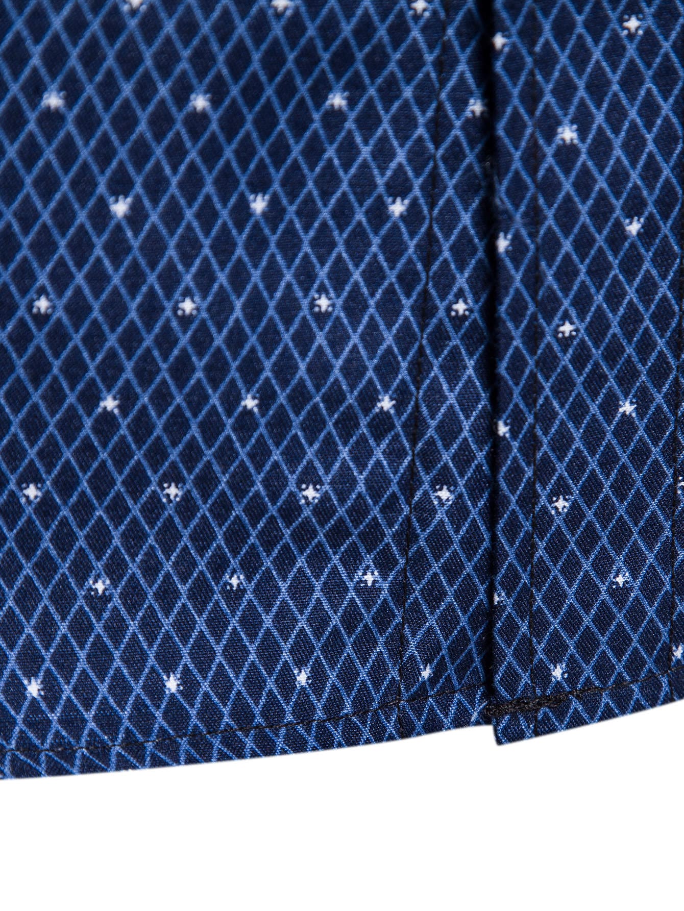 Men's Navy Blue Slim Fit Printed Short Sleeve Shirt