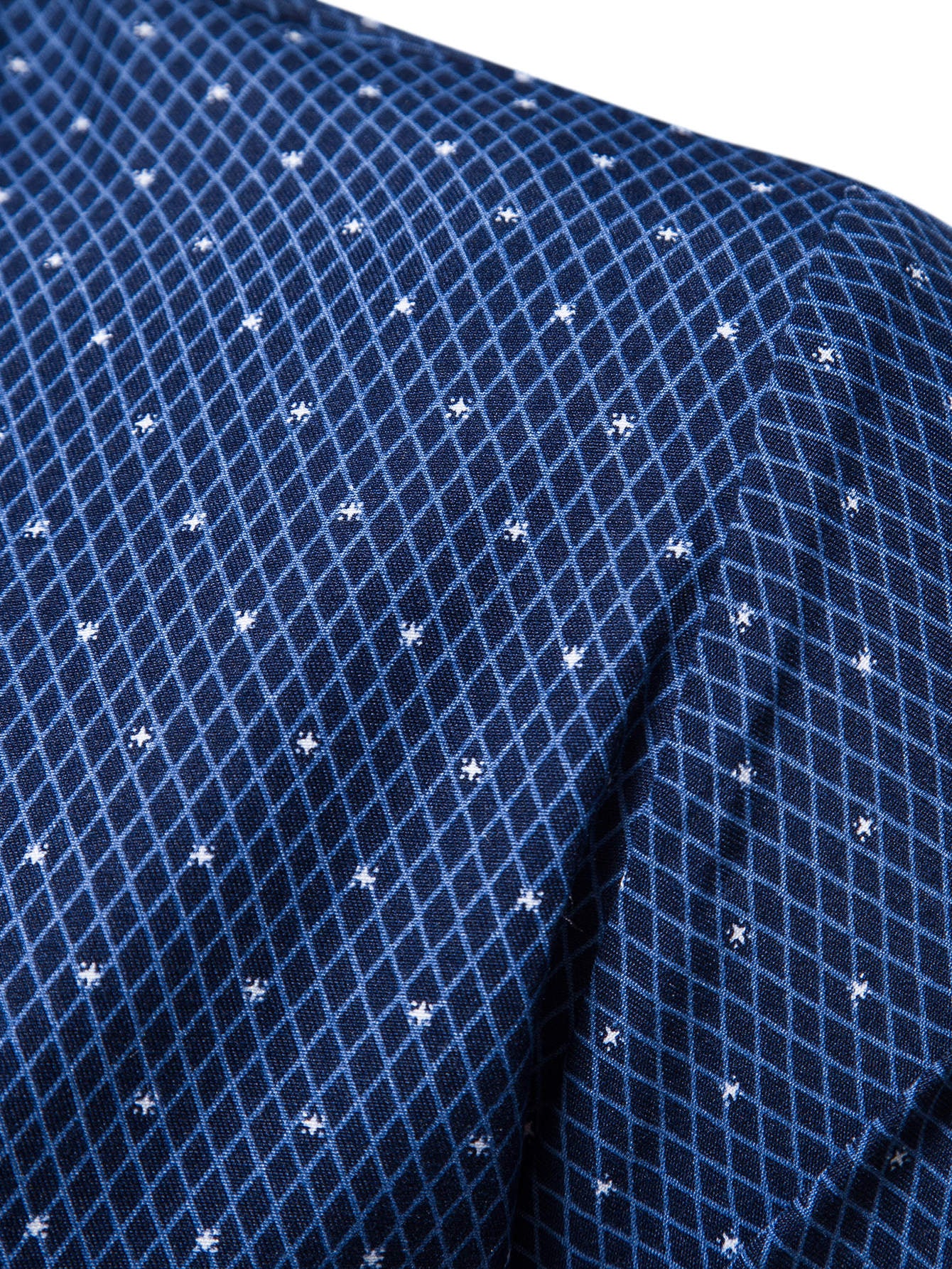 Men's Navy Blue Slim Fit Printed Short Sleeve Shirt