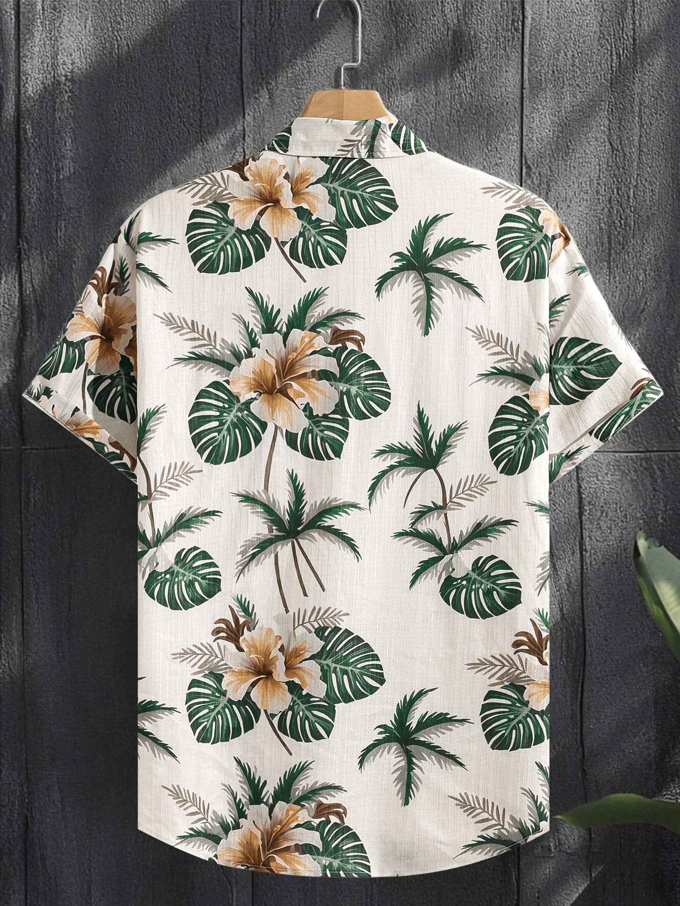 Men's Off White Palm Tree Print Shirt Relaxed Printed Casualwear