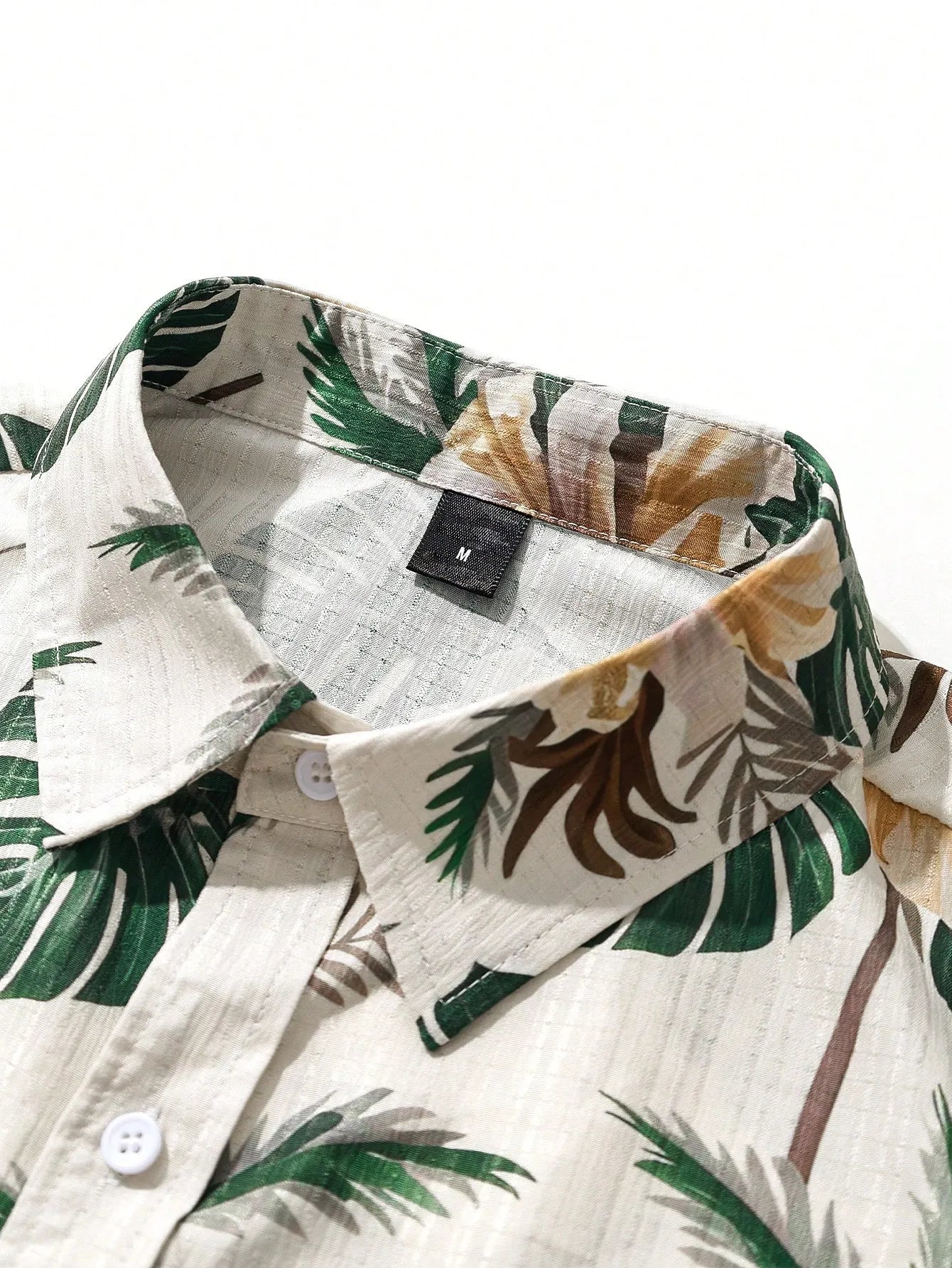 Men's Off White Palm Tree Print Shirt Relaxed Printed Casualwear
