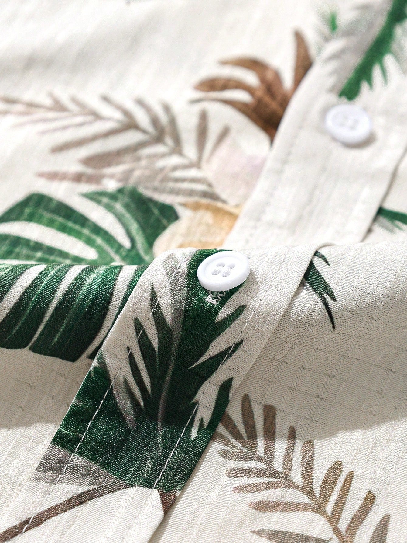 Men's Off White Palm Tree Print Shirt Relaxed Printed Casualwear