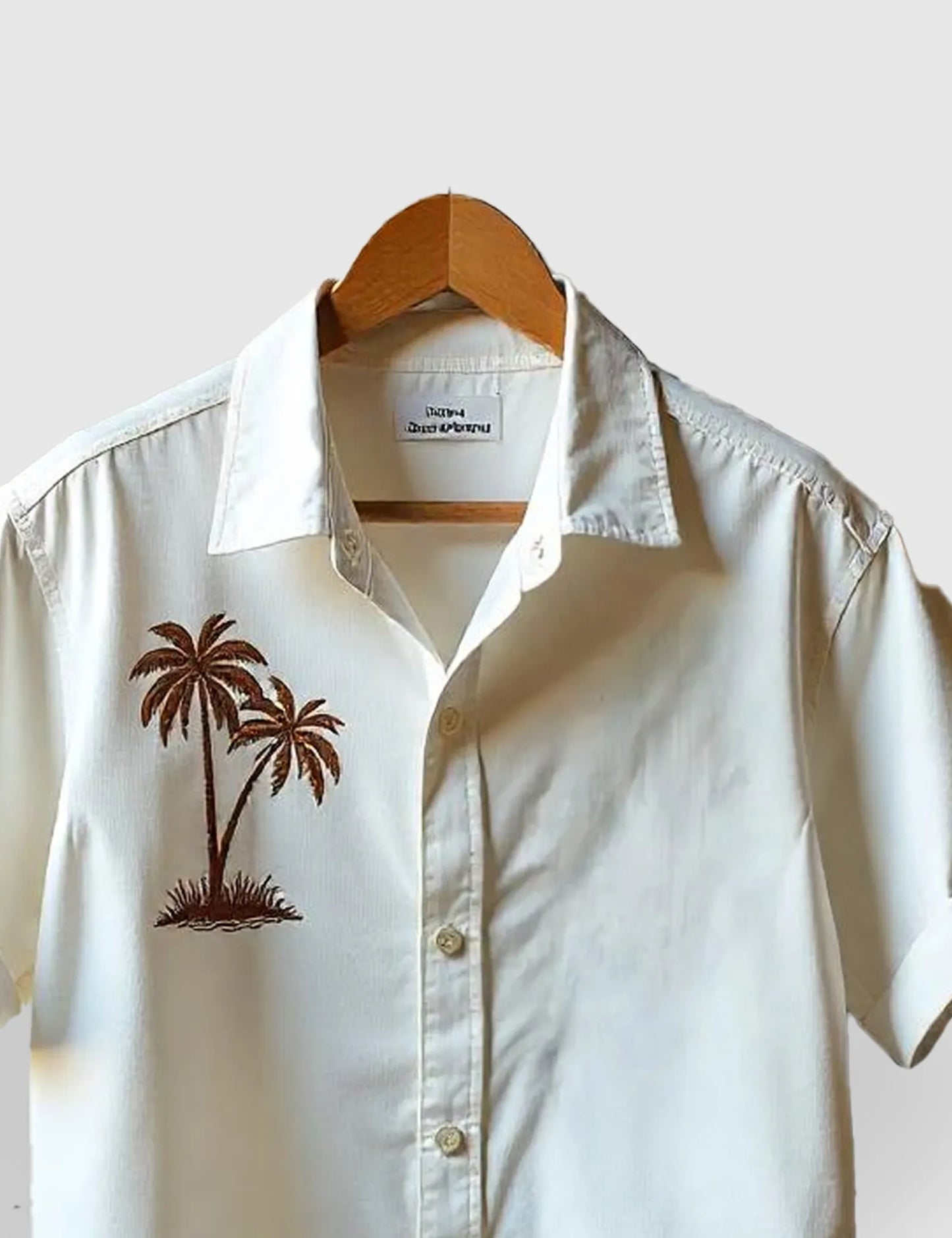 Men's Off White Palm Tree - Printed Half Sleeve Shirt