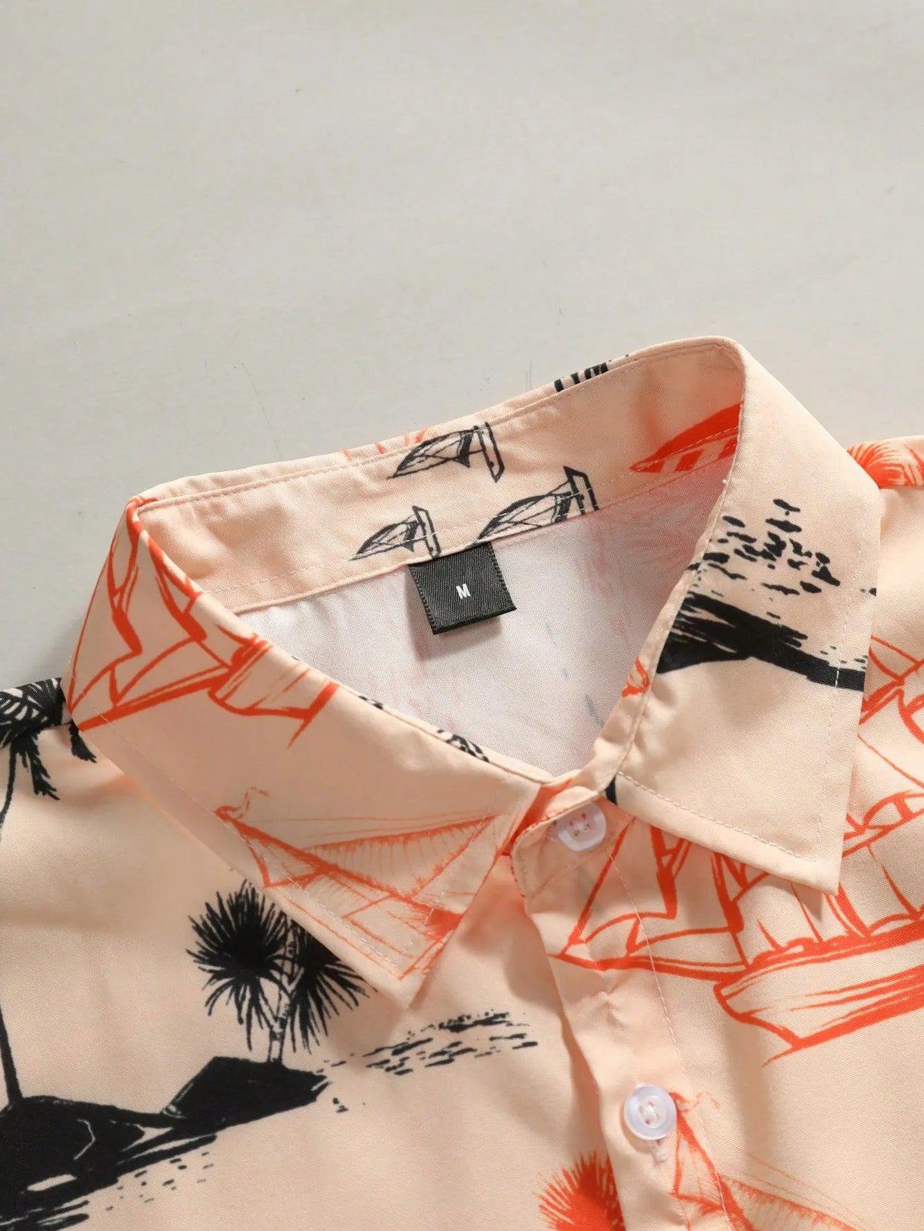 Men's Orange Coconut Print Shirt Relaxed Printed Casualwear