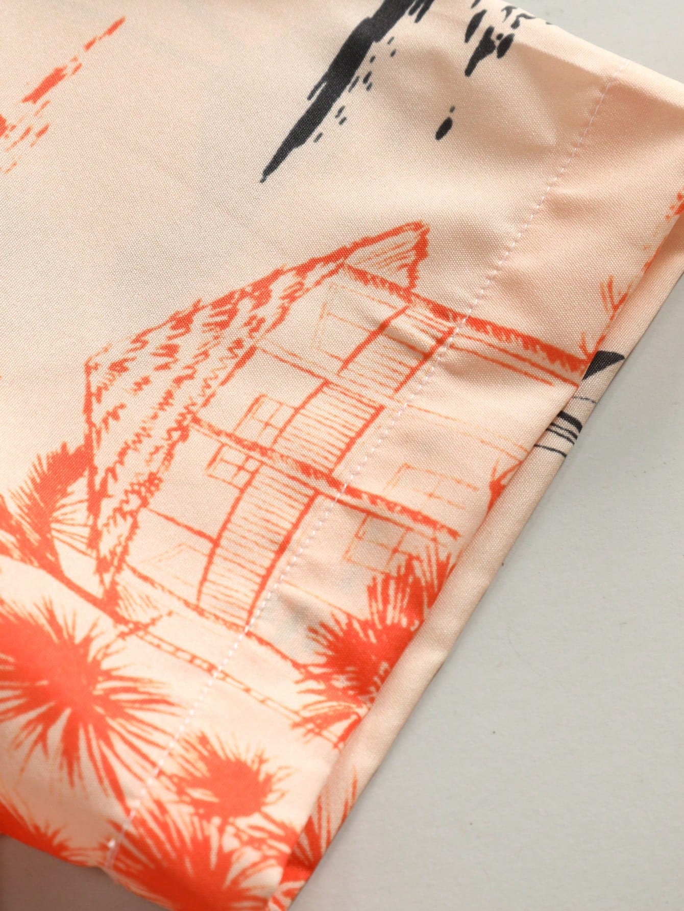Men's Orange Coconut Print Shirt Relaxed Printed Casualwear