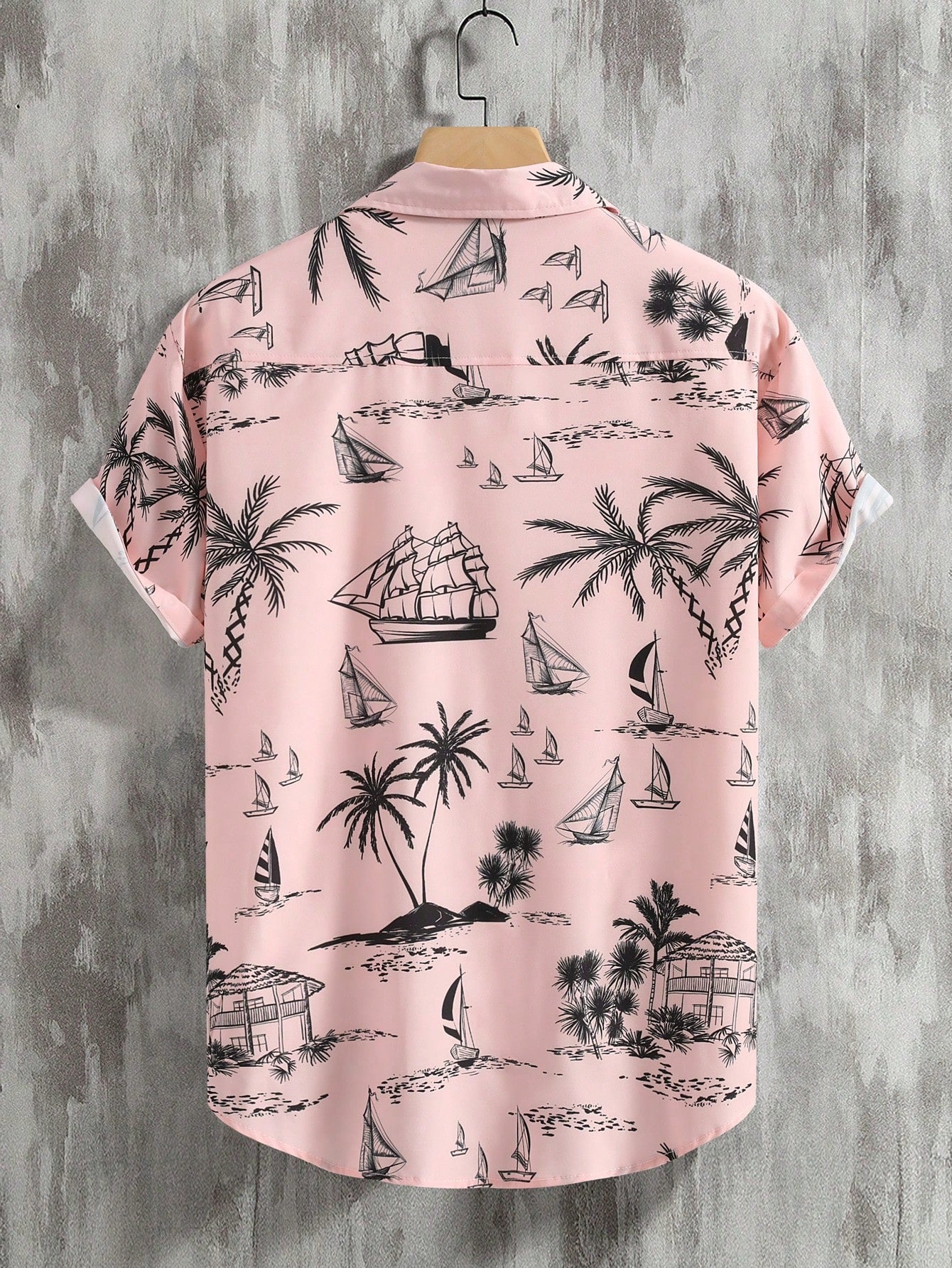 Men's Pink Coconut Print Shirt Relaxed Printed Casualwear