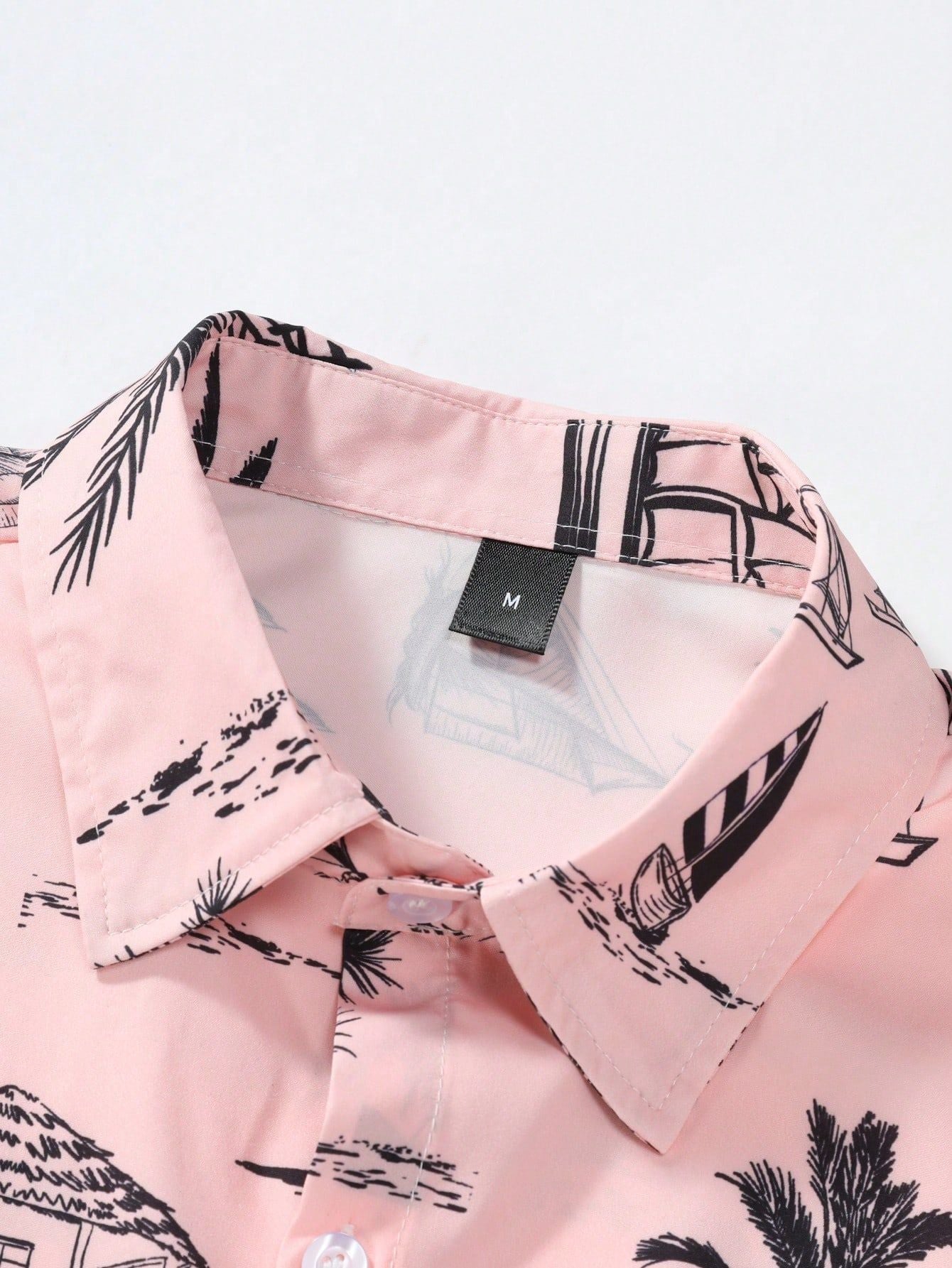 Men's Pink Coconut Print Shirt Relaxed Printed Casualwear