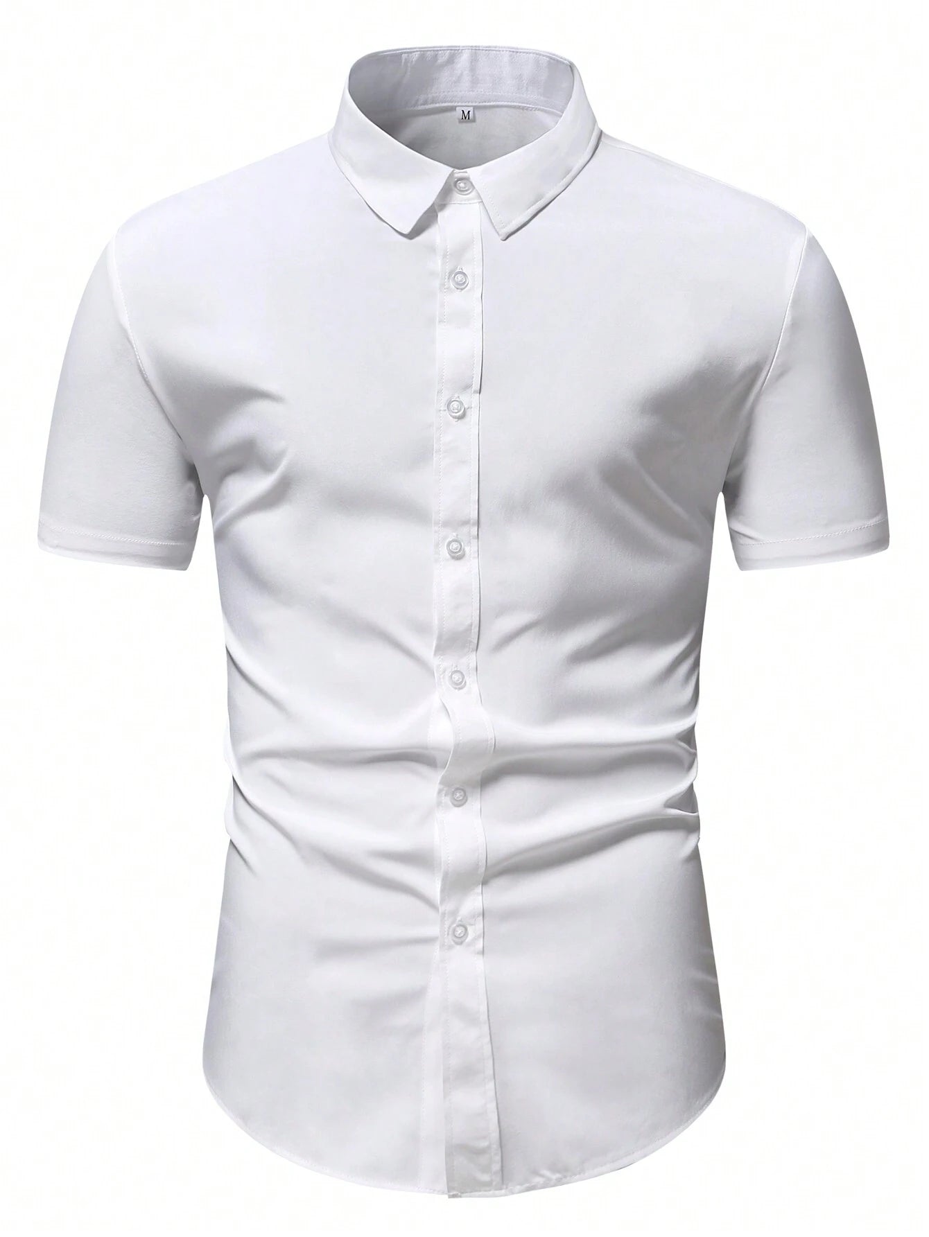 Men's White Slim Fit Short Sleeve Casual Shirt