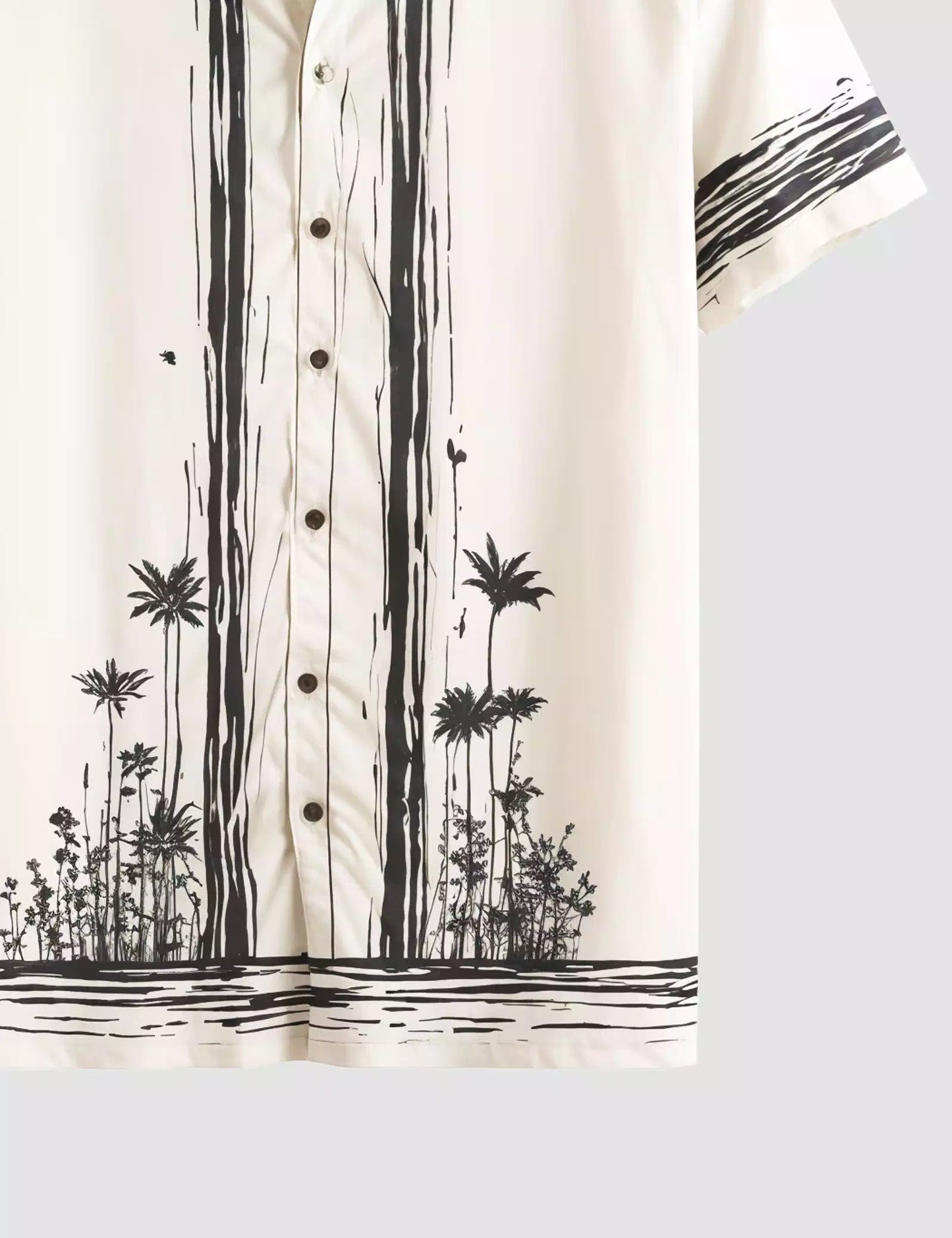 Cream Bottom Flower Printed Designer Men's Half Sleeves Printed Shirt Exclusive Super Sale