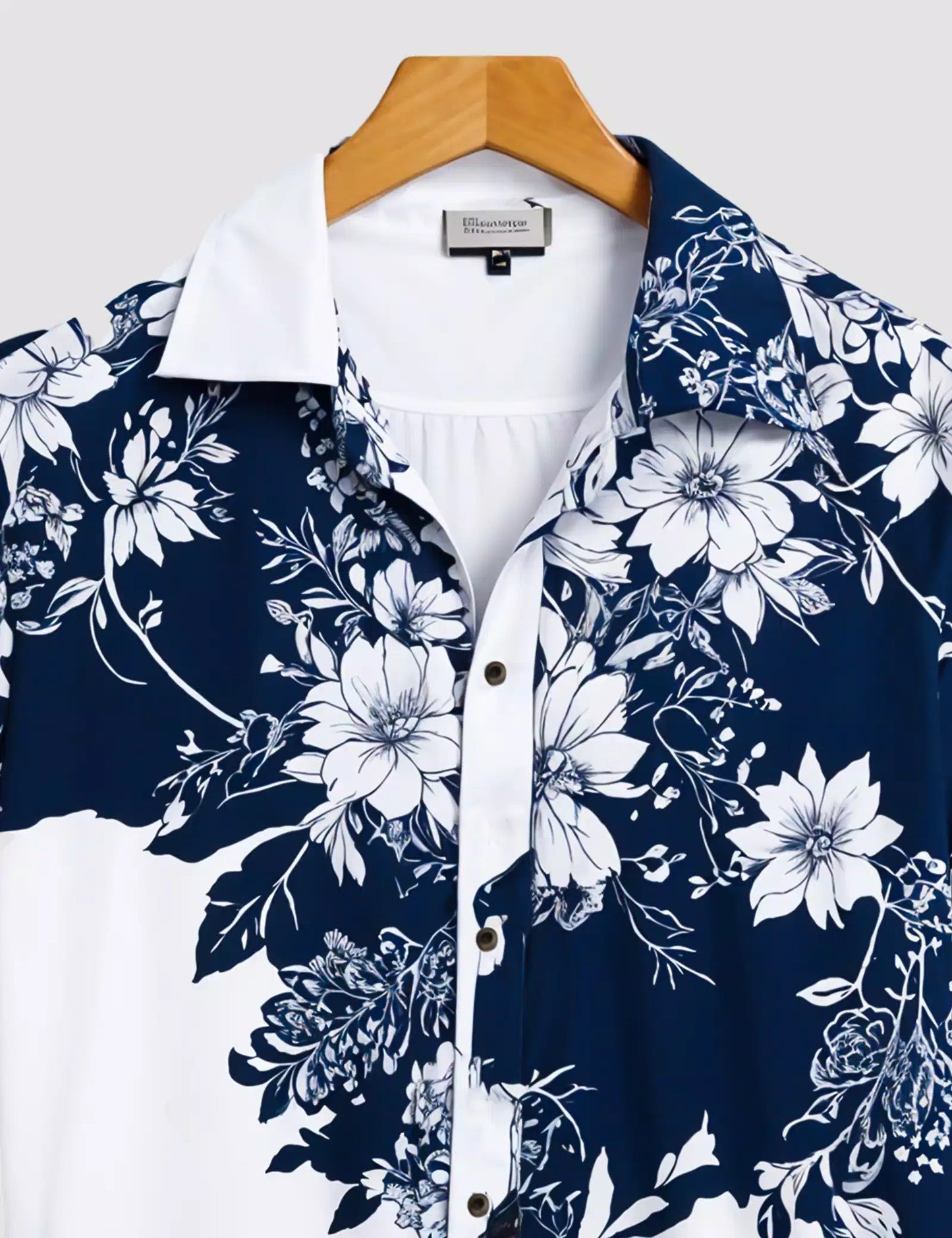 Navy Blue Flower Printed Designer Men's Half Sleeves Printed Shirt Exclusive Super Sale