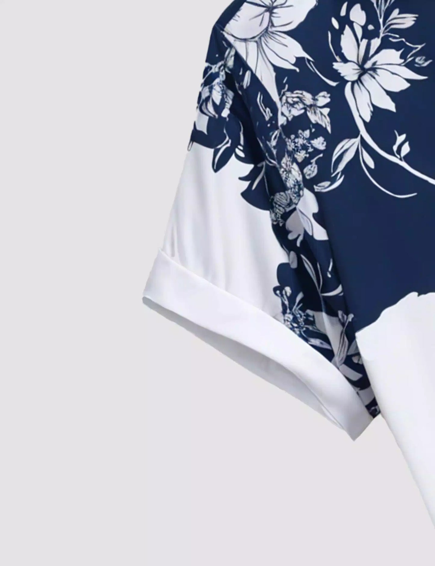 Navy Blue Flower Printed Designer Men's Half Sleeves Printed Shirt Exclusive Super Sale