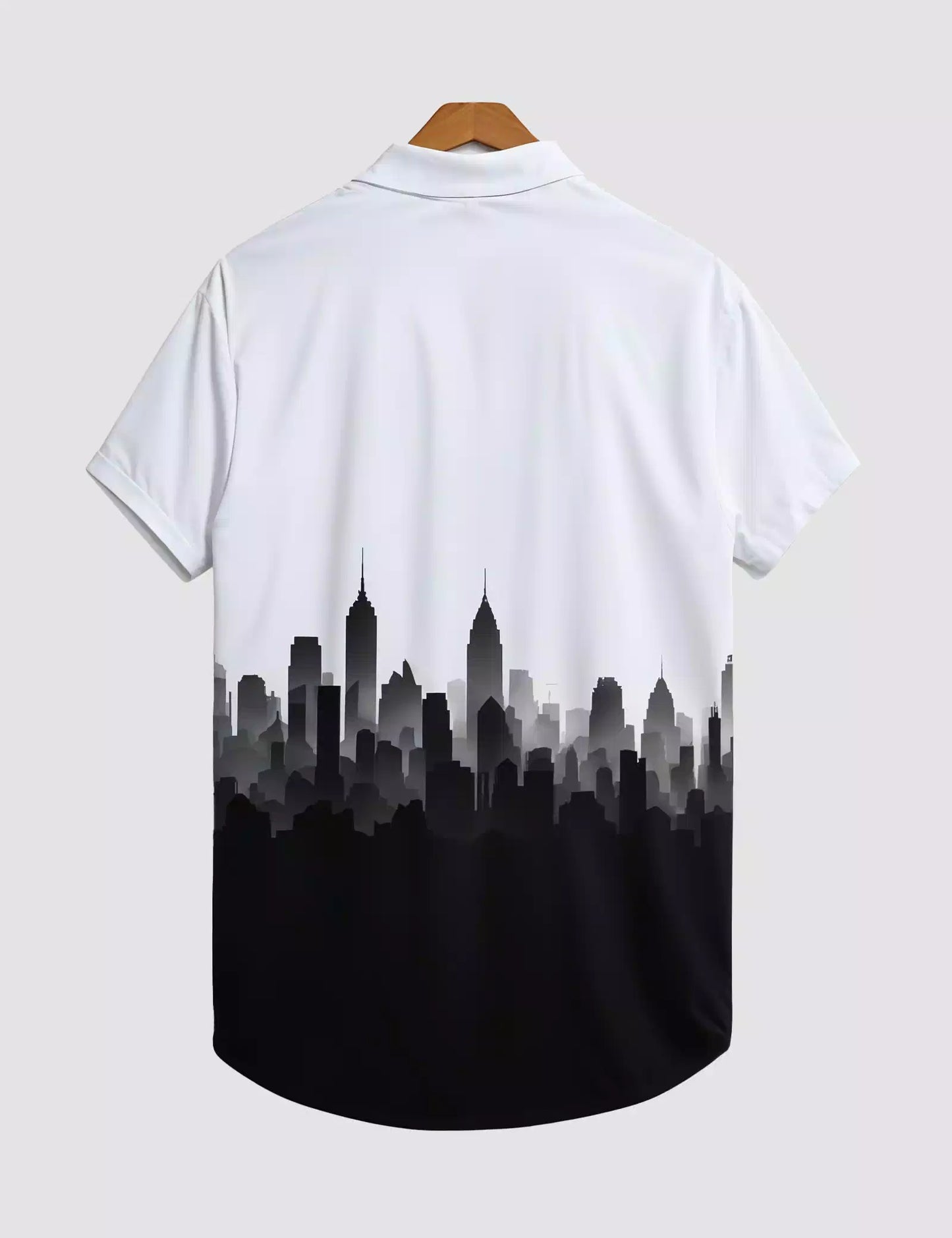 White Black Building Printed Designer Men's Half Sleeves Printed Shirt Exclusive Super Sale