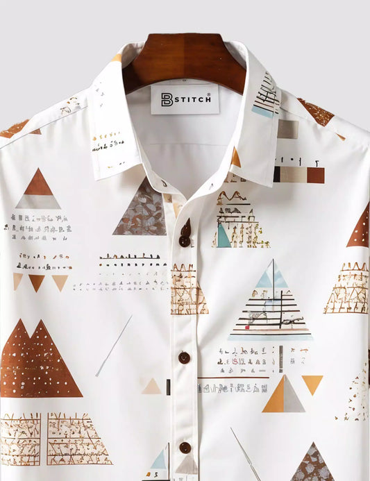 White Pyramid Printed Designer Men's Half Sleeves Printed Shirt Exclusive Super Sale - XPST