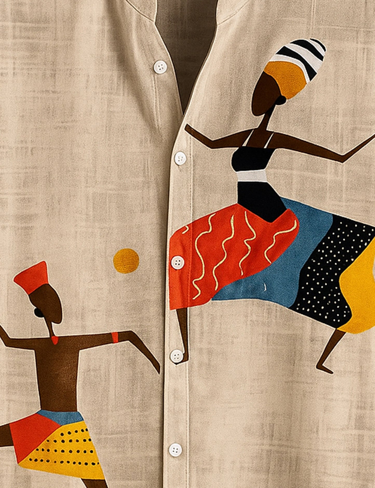 Men's Khaki Ethnic Dancer Graphic - Printed Half Sleeve Shirt - XPST