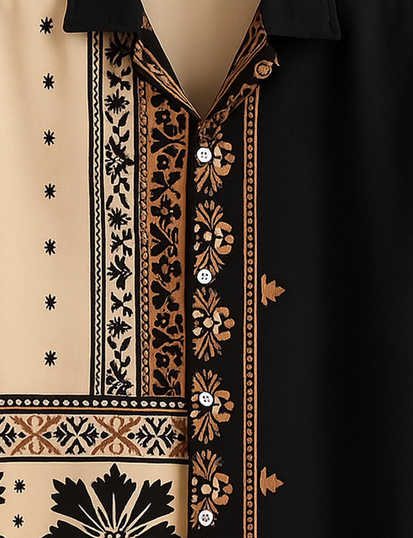 Men's Ornate Tribal Contrast – Printed Half Sleeve Shirt - XPST