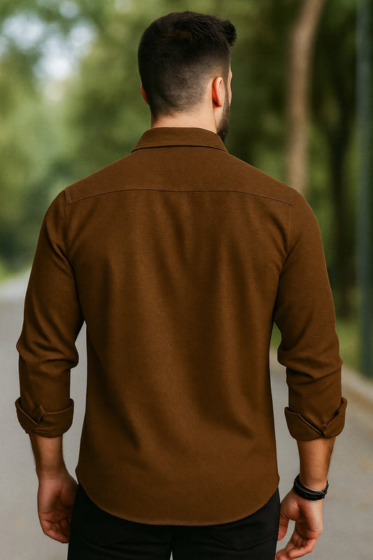 Men's Brown Color Premium Full Sleeve Shirt - XPST