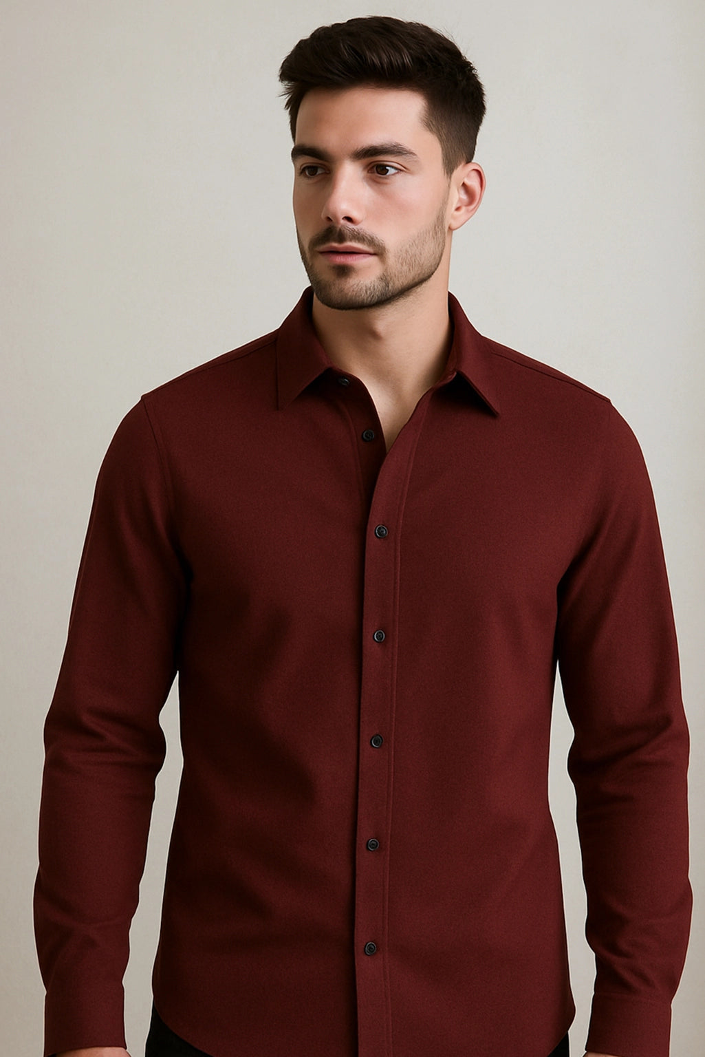 Men's Burgundy Color Premium Full Sleeve Shirt