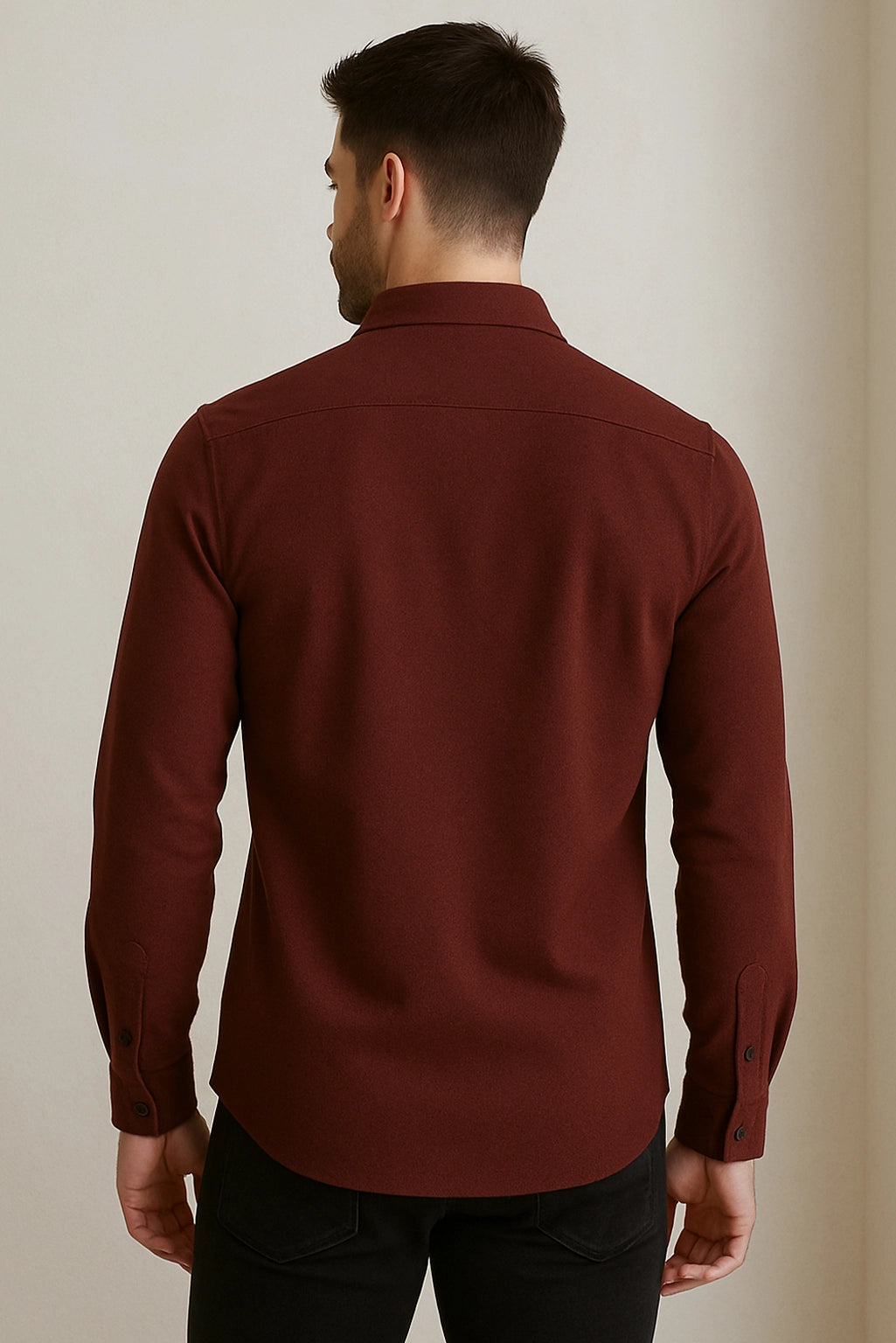 Men's Burgundy Color Premium Full Sleeve Shirt