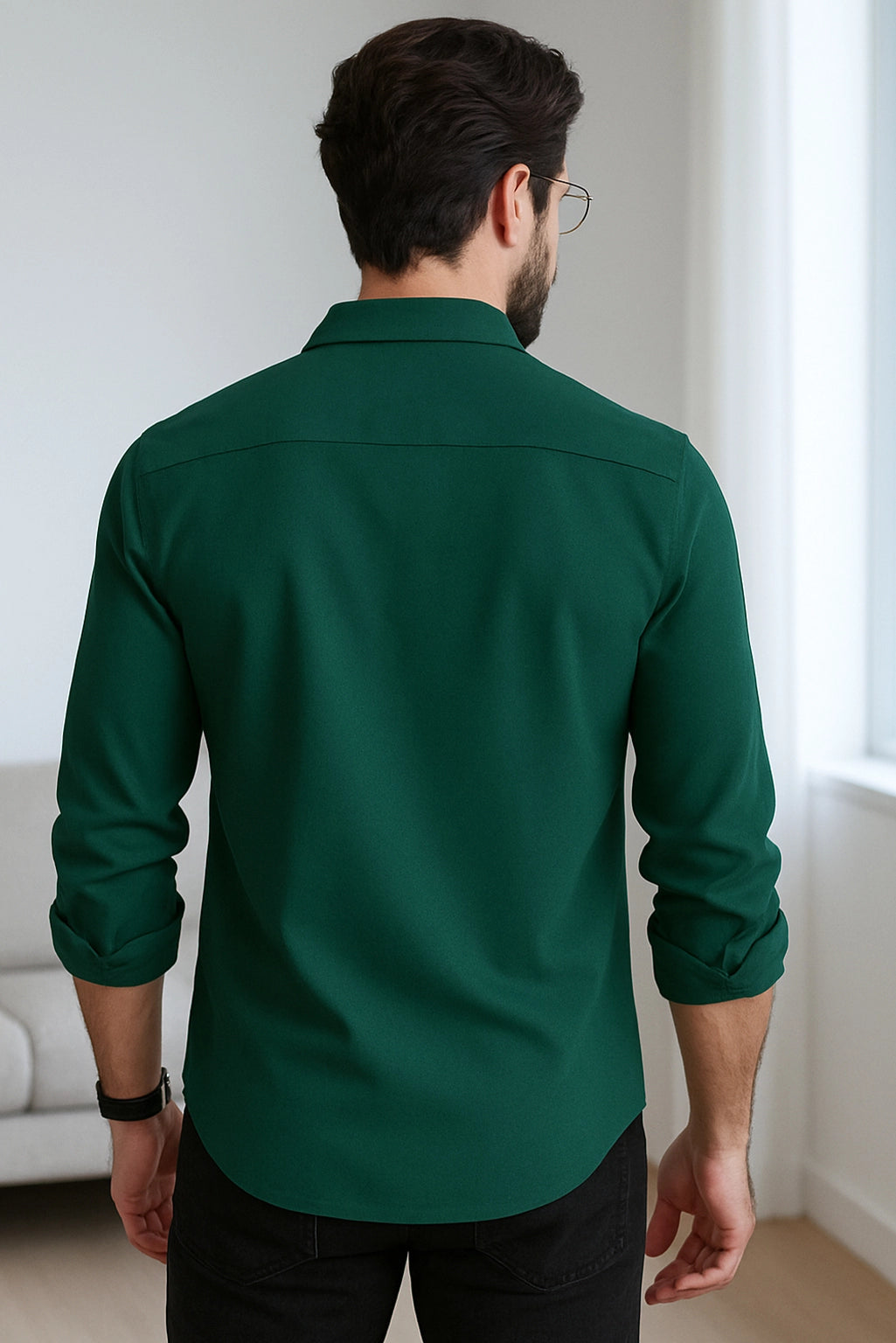 Men's Green Color Premium Full Sleeve Shirt