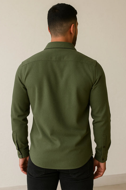 Men's Saga Green Color Premium Full Sleeve Shirt - XPST