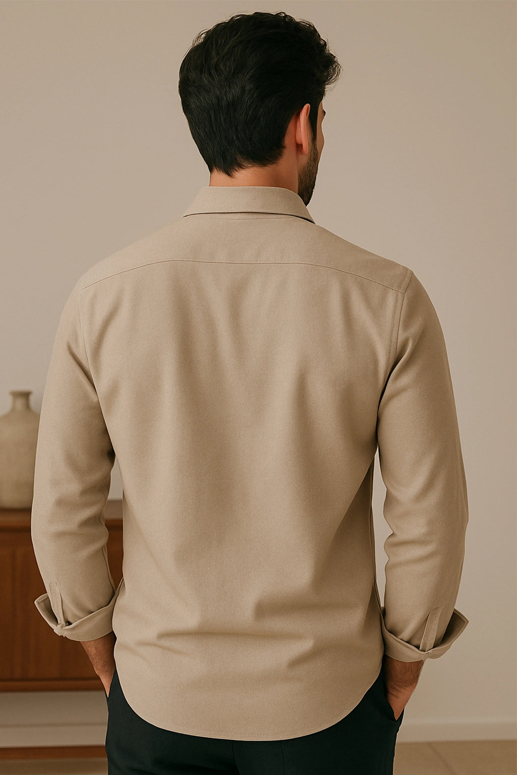 Men's Khaki Color Premium Full Sleeve Shirt