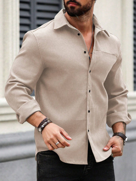 Men's Apricot Color Premium Full Sleeve Shirt