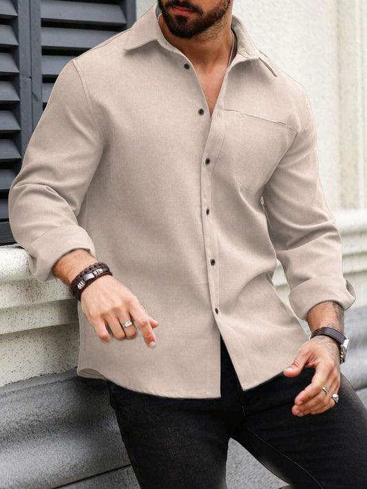 Men's Apricot Color Premium Full Sleeve Shirt